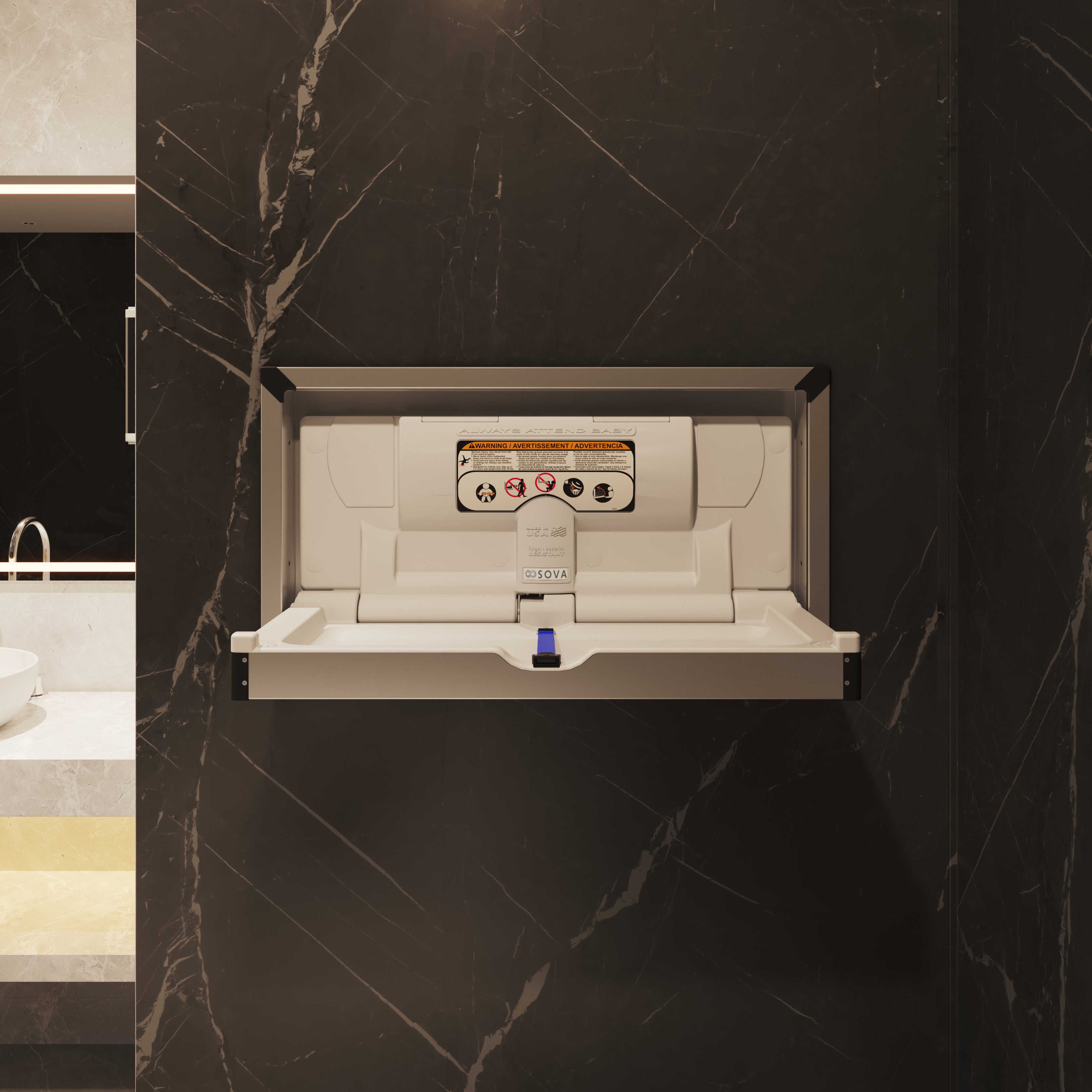 Vantage Recessed Stainless Changing Station Horizontal - Stainless Steel