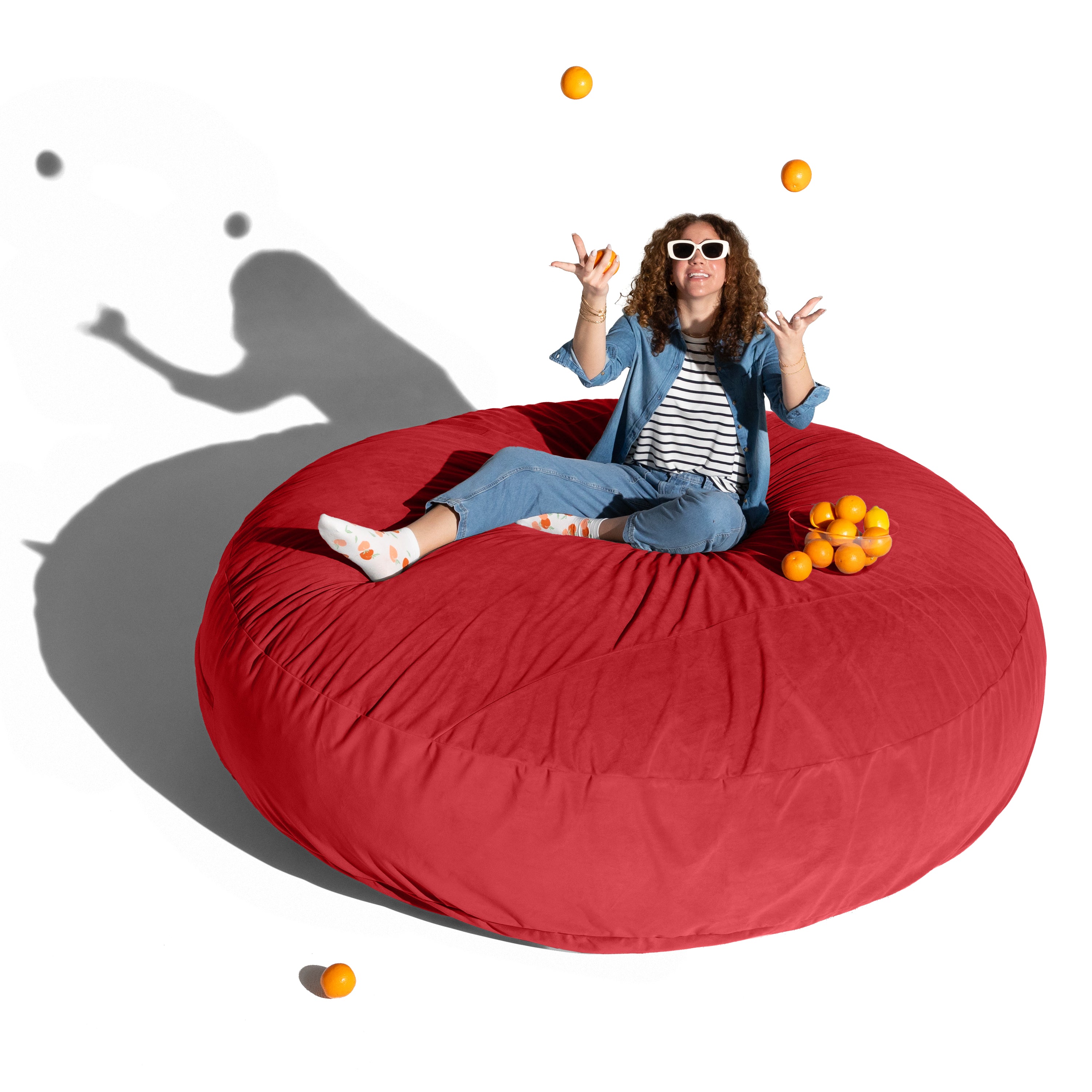 Jaxx 6 Foot Cocoon - 2-in-1 Convertible Bean Bag Bed & Large Bean Bag Chair for Adults, Premium Lush Velvet - Merlot