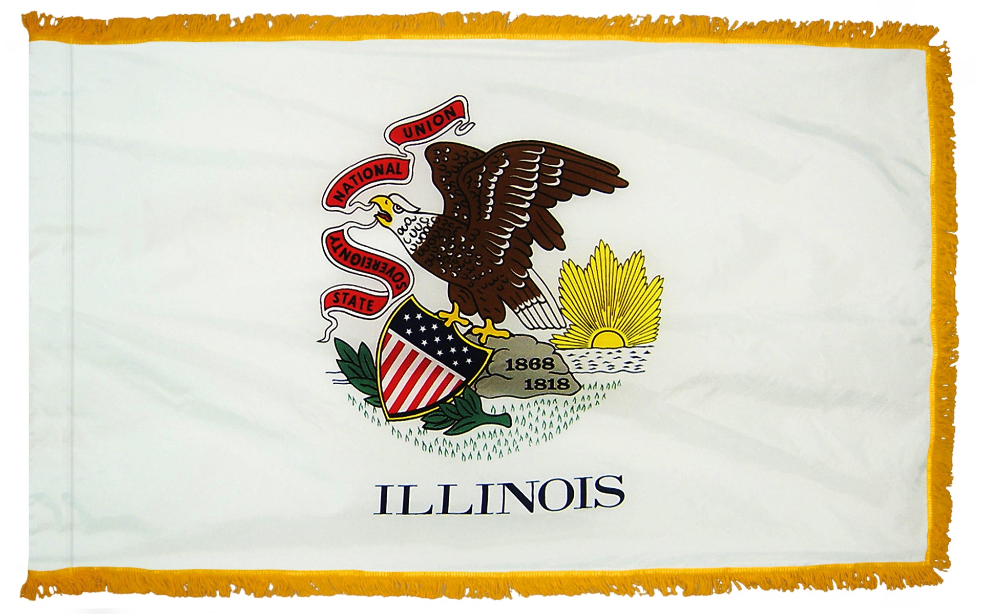 Illinois State Flag 3x5 ft. Nylon with Pole Sleeve and Gold Fringe for Parades, and Indoor Display