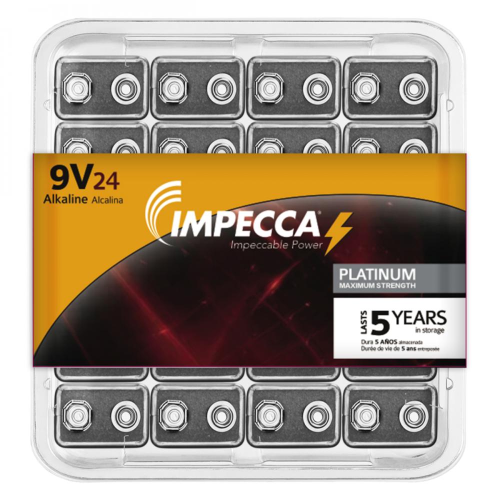 Impecca Alkaline 9-Volt 6LR61 Platinum Batteries 24-Pack