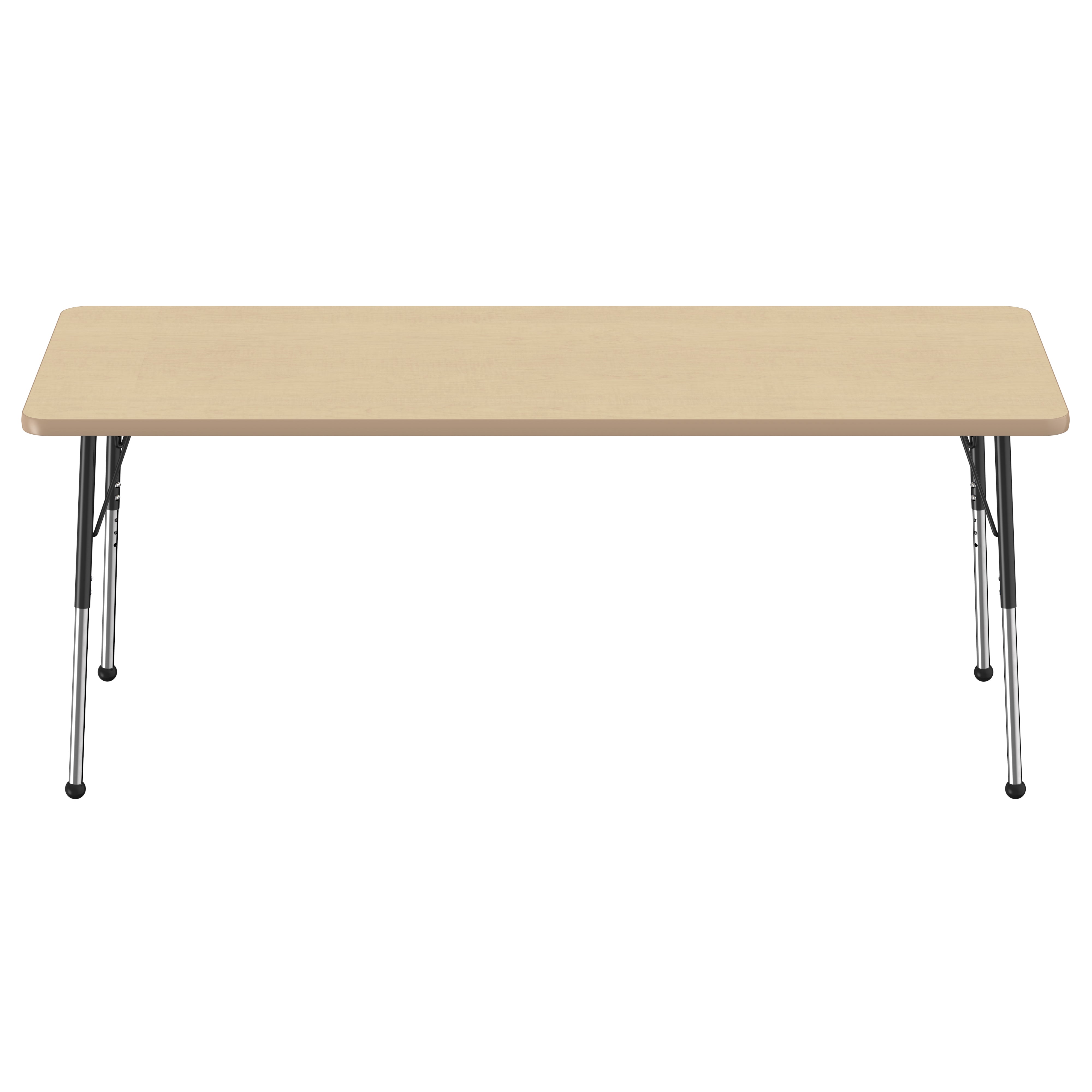 30" x 72" Rectangle Thermofused Activity Table with Adjustable Standard Ball Glide Legs - Maple/Maple/Black