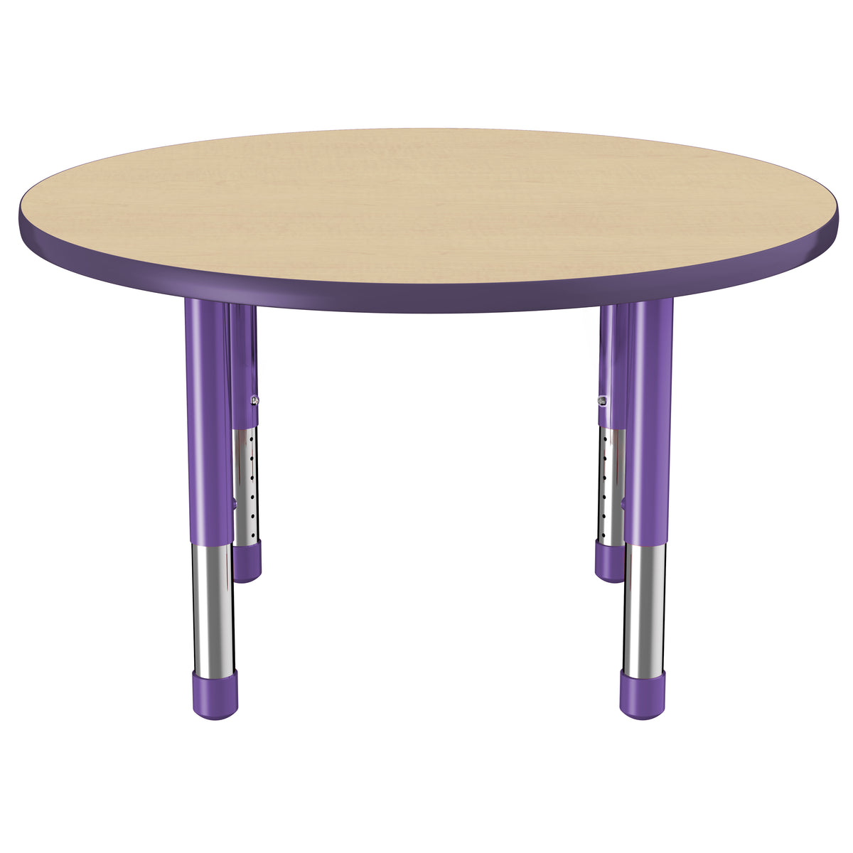 36" Round T-Molding Activity Table with Adjustable Chunky Legs - Maple/Purple