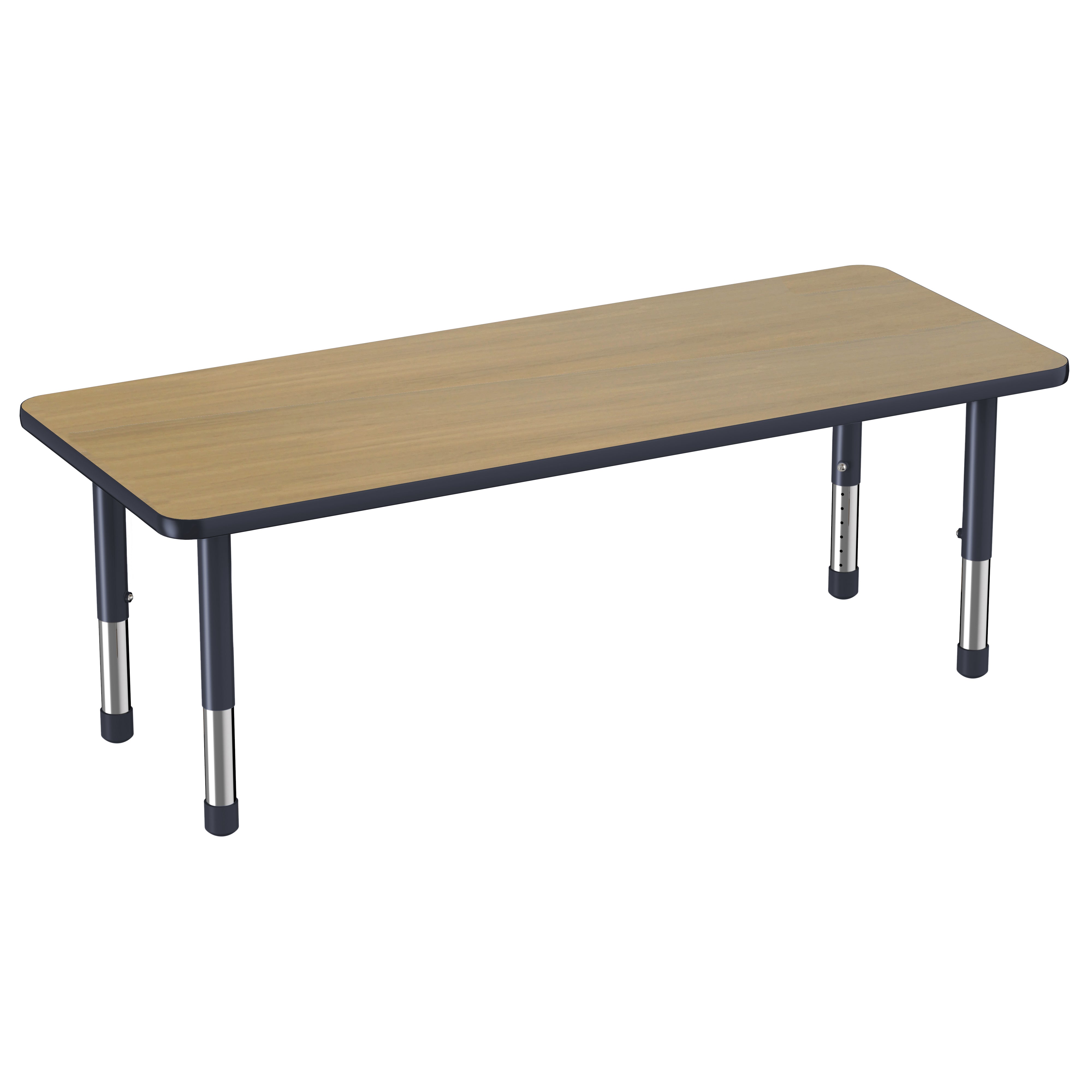 24" x 60" Rectangle Thermofused Activity Table with Adjustable Chunky Legs - Pasadena Oak/Navy