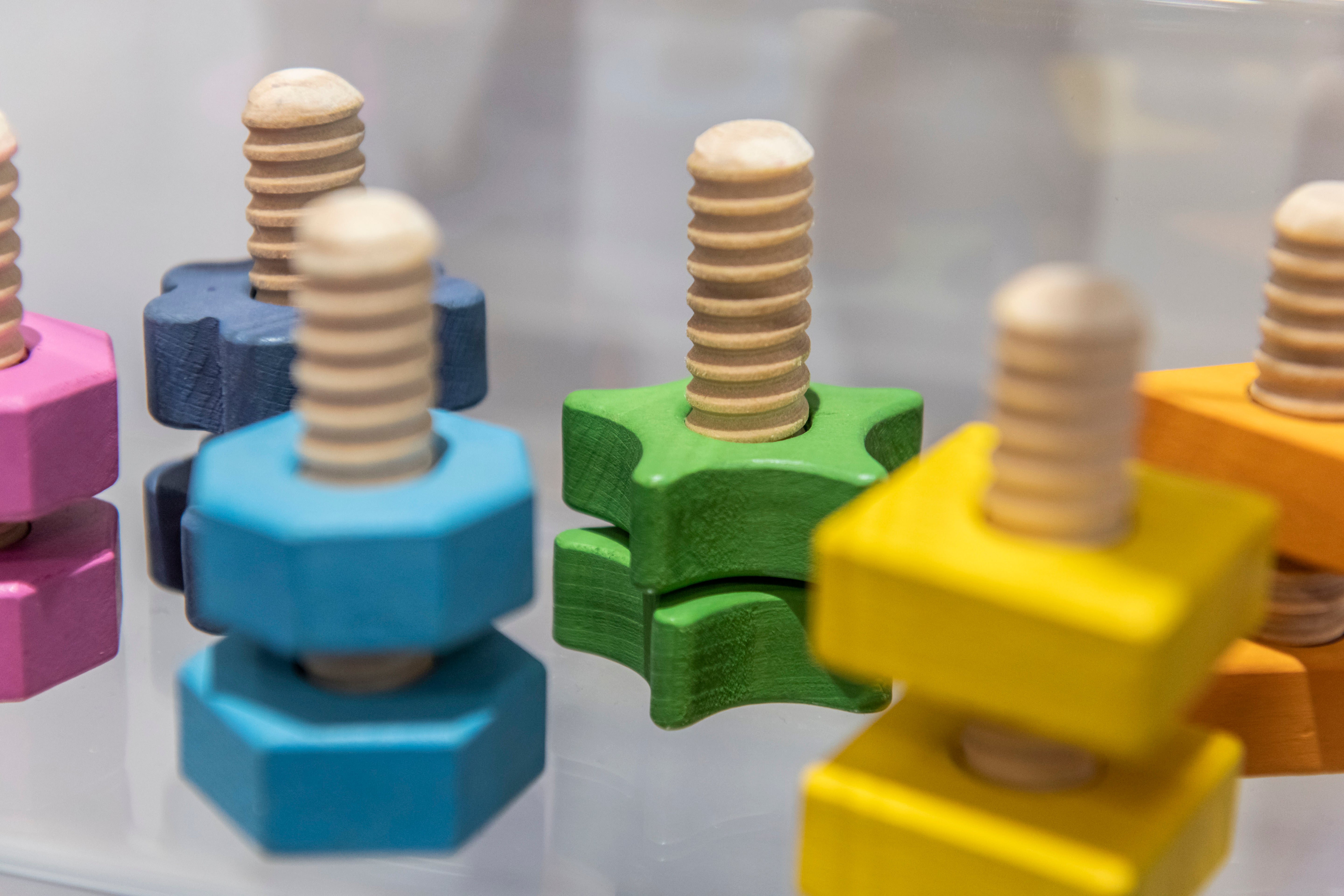 Rainbow Wooden Nuts & Bolts - Set of 14