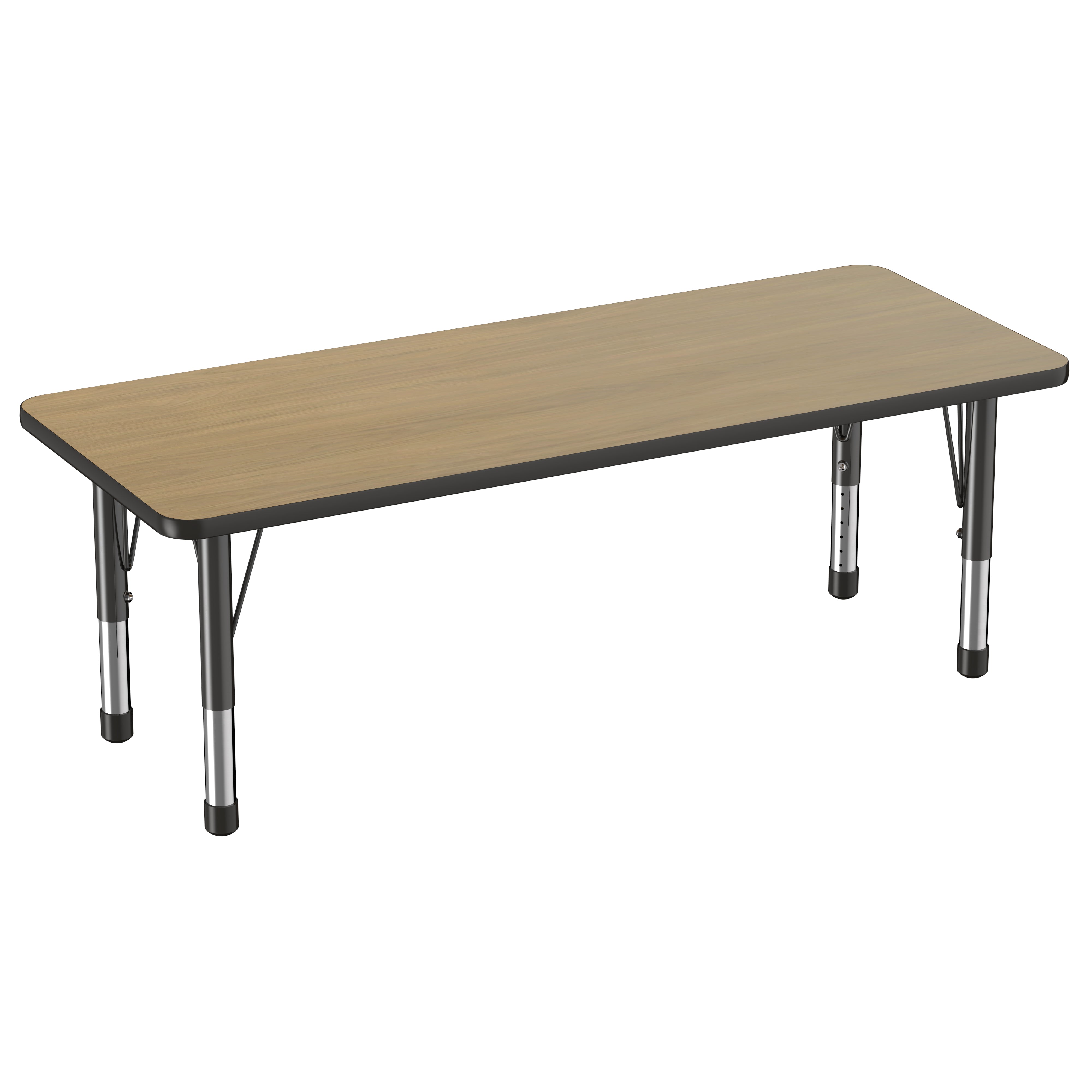 24" x 60" Rectangle T-Molding Activity Table with Adjustable Chunky Legs - Pasadena Oak/Black