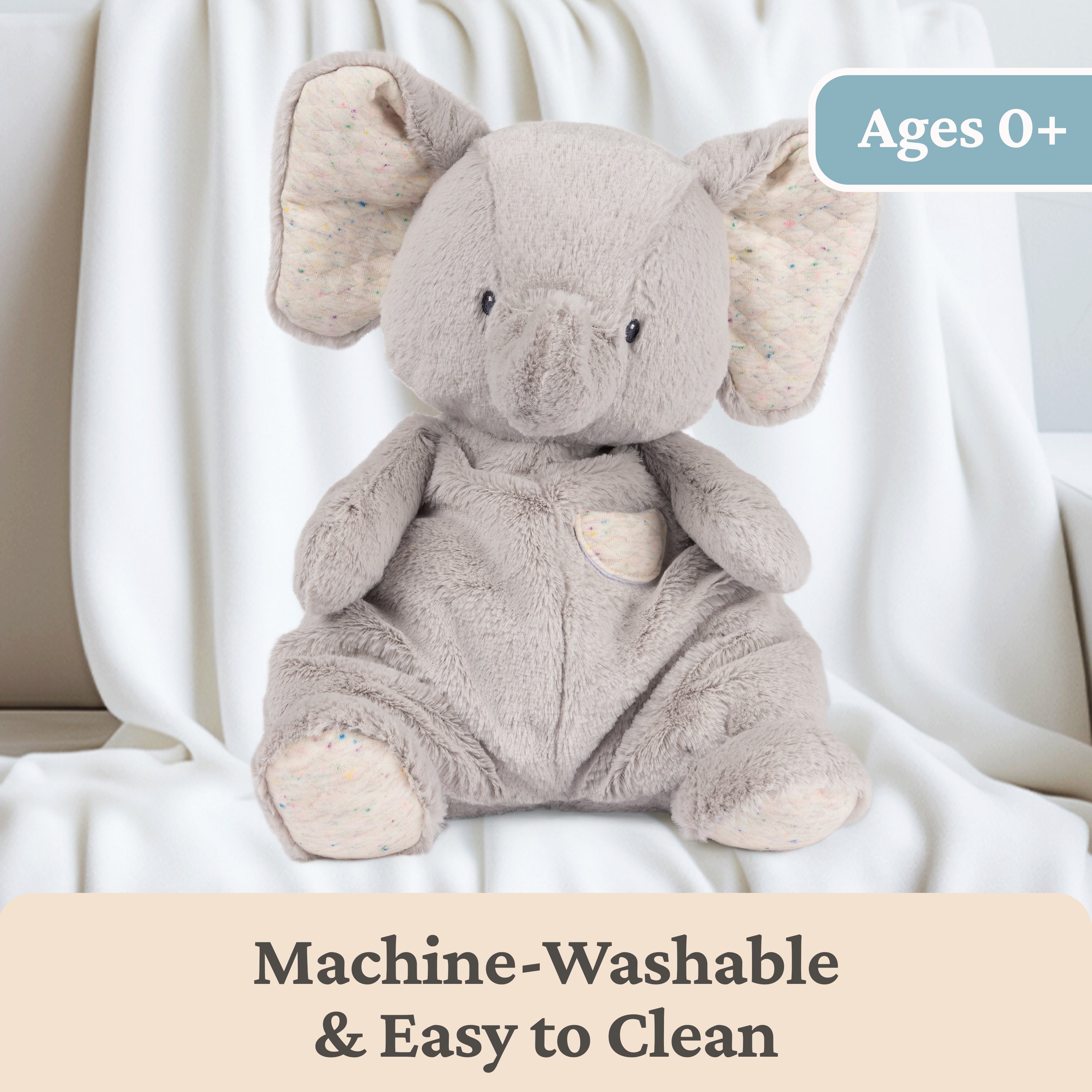 Baby GUND Oh So Snuggly Elephant Large Plush Stuffed Animal for Babies and Infants, Ash Grey, 12.5”