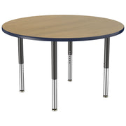 48" Round T-Molding Activity Table with Adjustable Super Legs - Pasadena Oak/Navy/Black