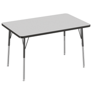 30" x 48" Rectangle T-Molding Activity Table with Adjustable Standard Swivel Glide Legs - Gray/Black