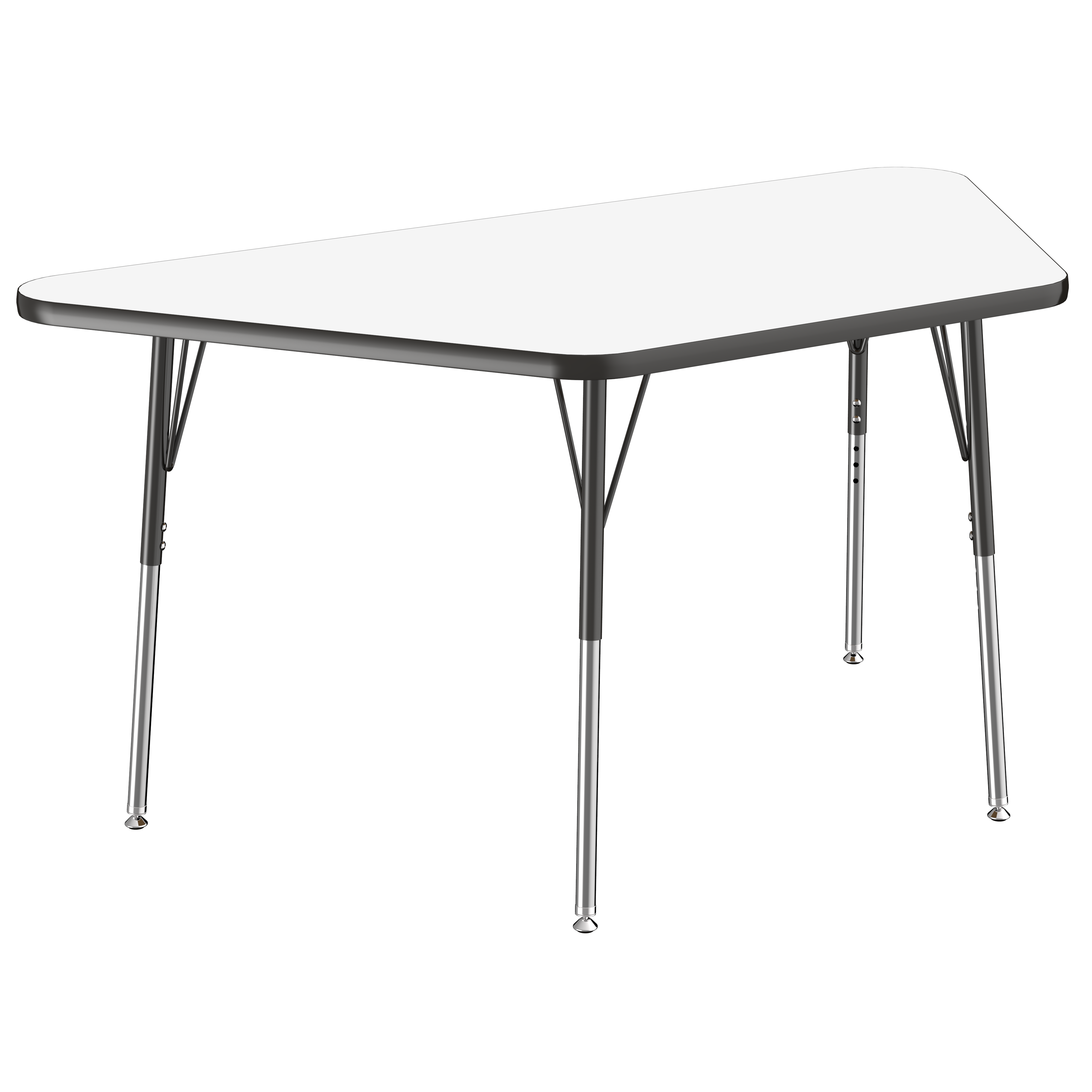 30" x 60" Trapezoid Dry-Erase Activity Table with Adjustable Standard Swivel Glide Legs - Whiteboard/Black