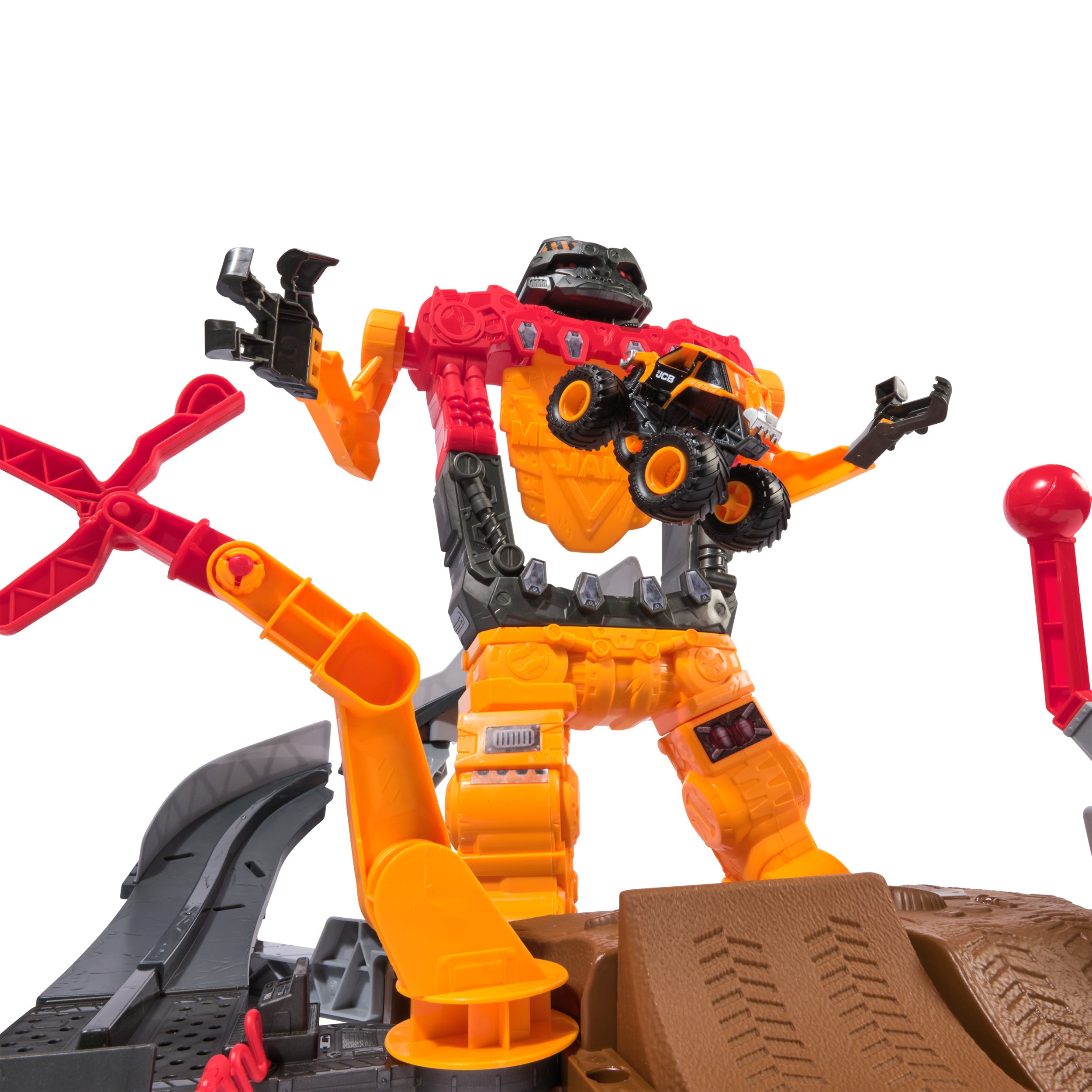 Monster Jam Smash & Bash SmashBot Playset with Launcher, Exclusive 1:64 Scale Monster Truck, 15-Inch Repairable Robot, Kids Toys for Boy and Girls Ages 3 and up
