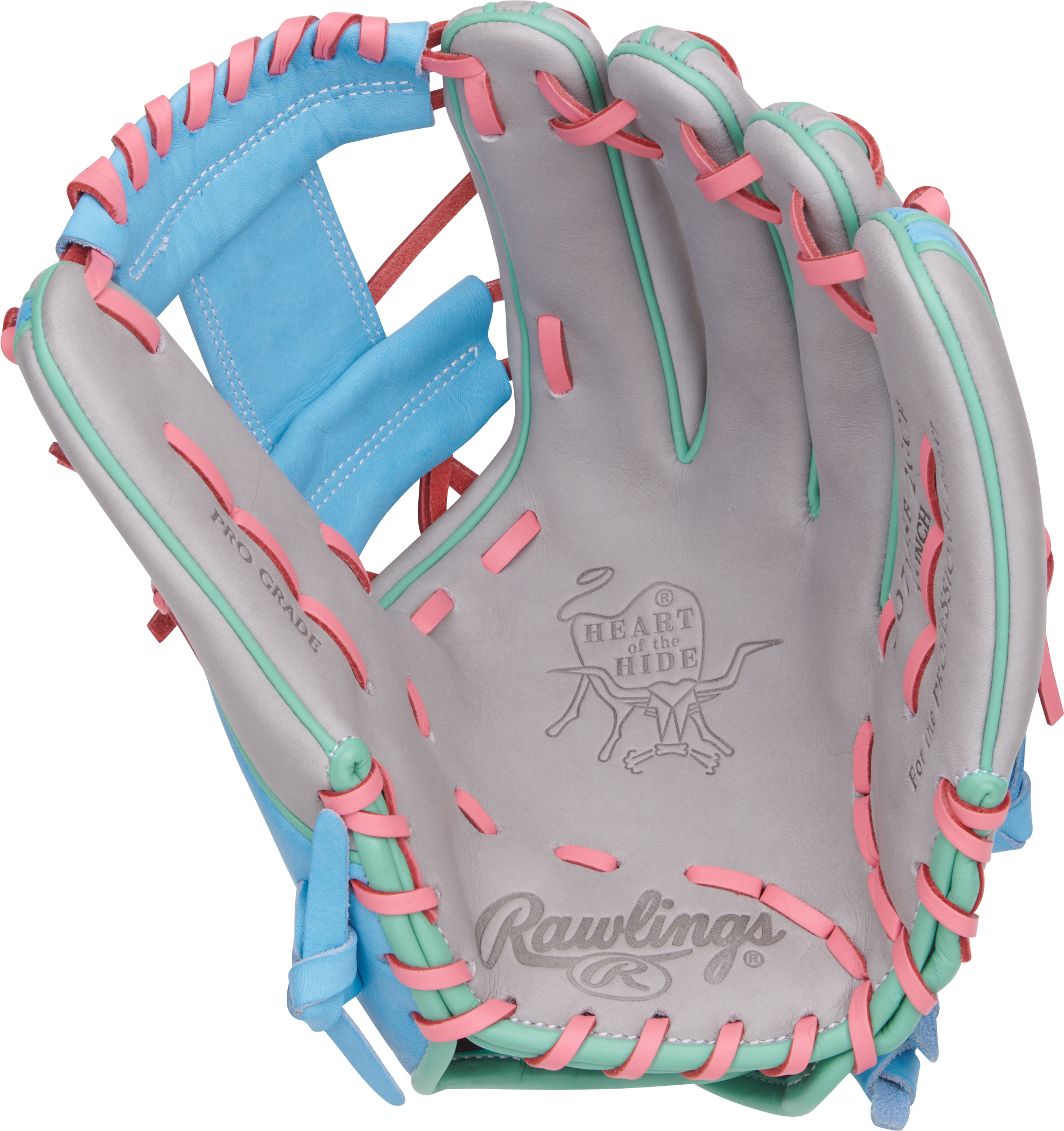 Rawlings Heart Of The Hide Series 12-Inch Softball Glove - Right Hand Thrower - Gray/Columbia Blue
