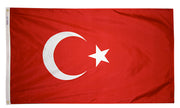 Turkey Flag 5x8 ft. Nylon SolarGuard Nyl-Glo 100% Made in USA to Official United Nations Design Specifications.