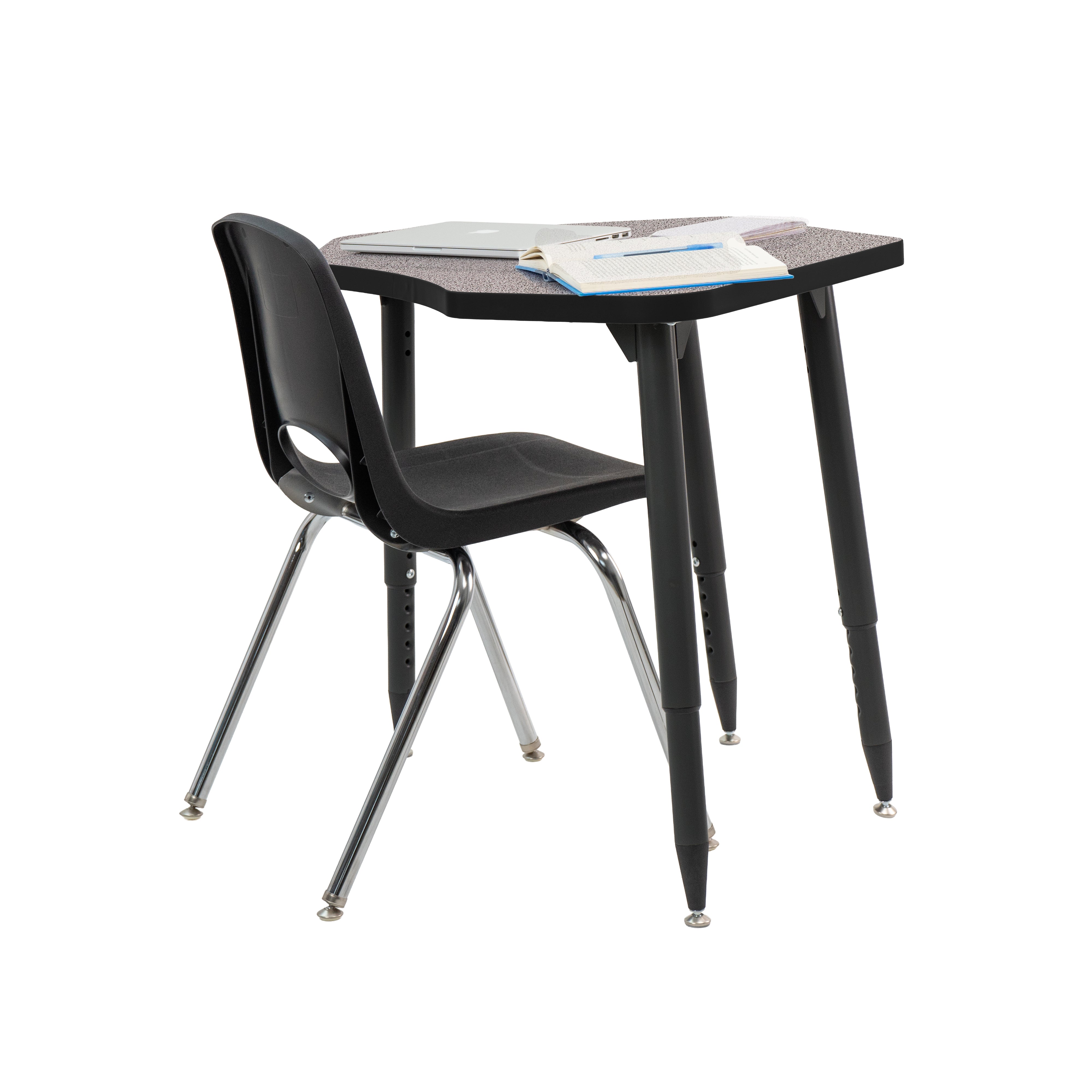 Adapte 24" x 36" Petal Thermofused Activity Table with Adjustable Tapered Legs - Gray/Black