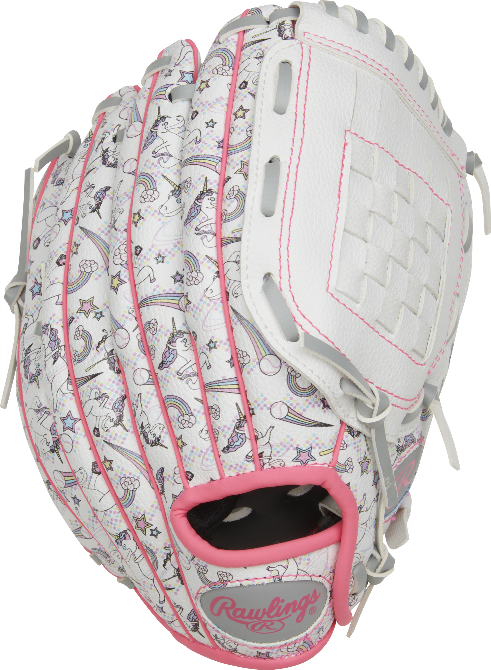 Rawlings Players Series Youth 10-Inch Baseball Glove - Right Hand Thrower - White/Unicorn Print