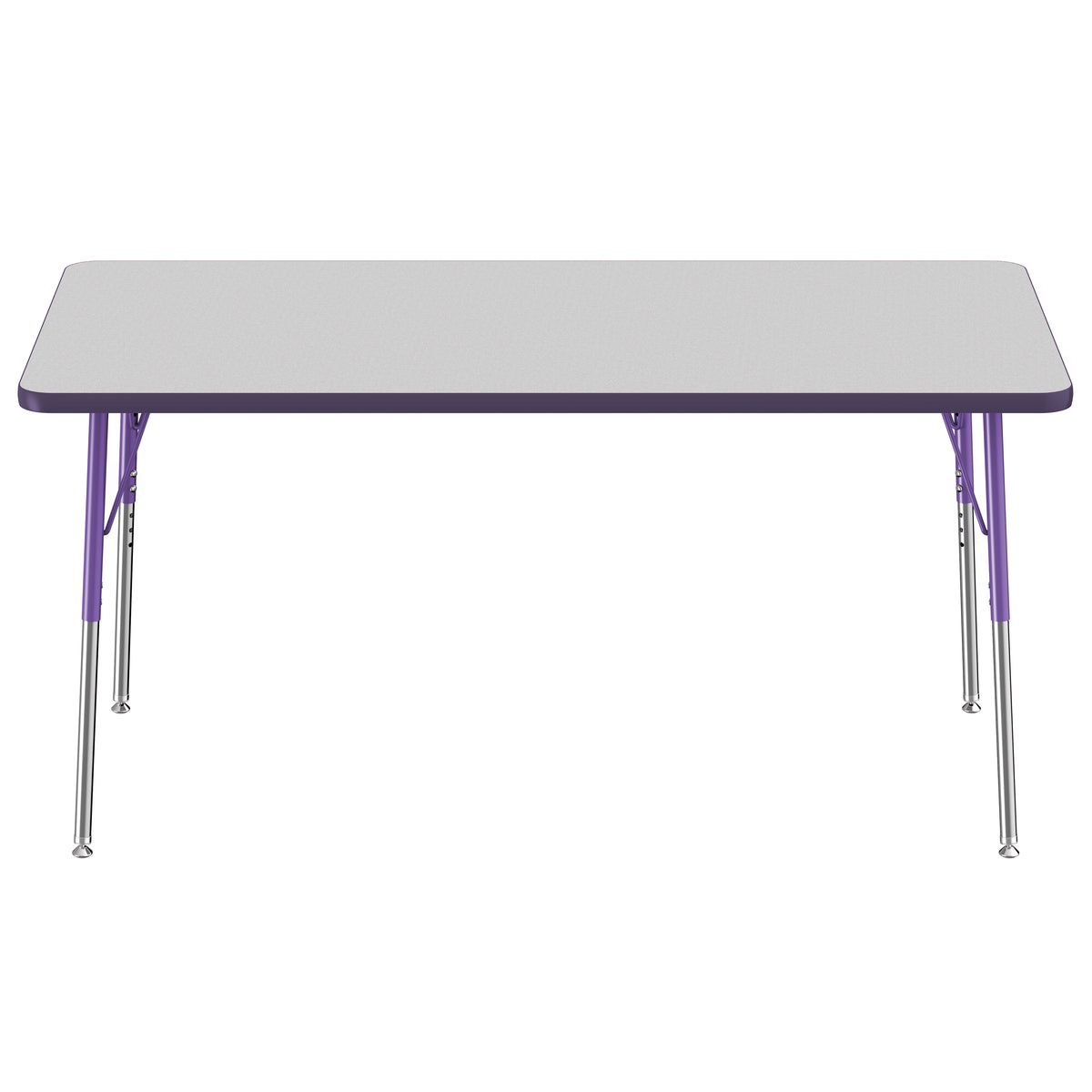 30" x 60" Rectangle T-Molding Activity Table with Adjustable Standard Swivel Glide Legs - Gray/Purple