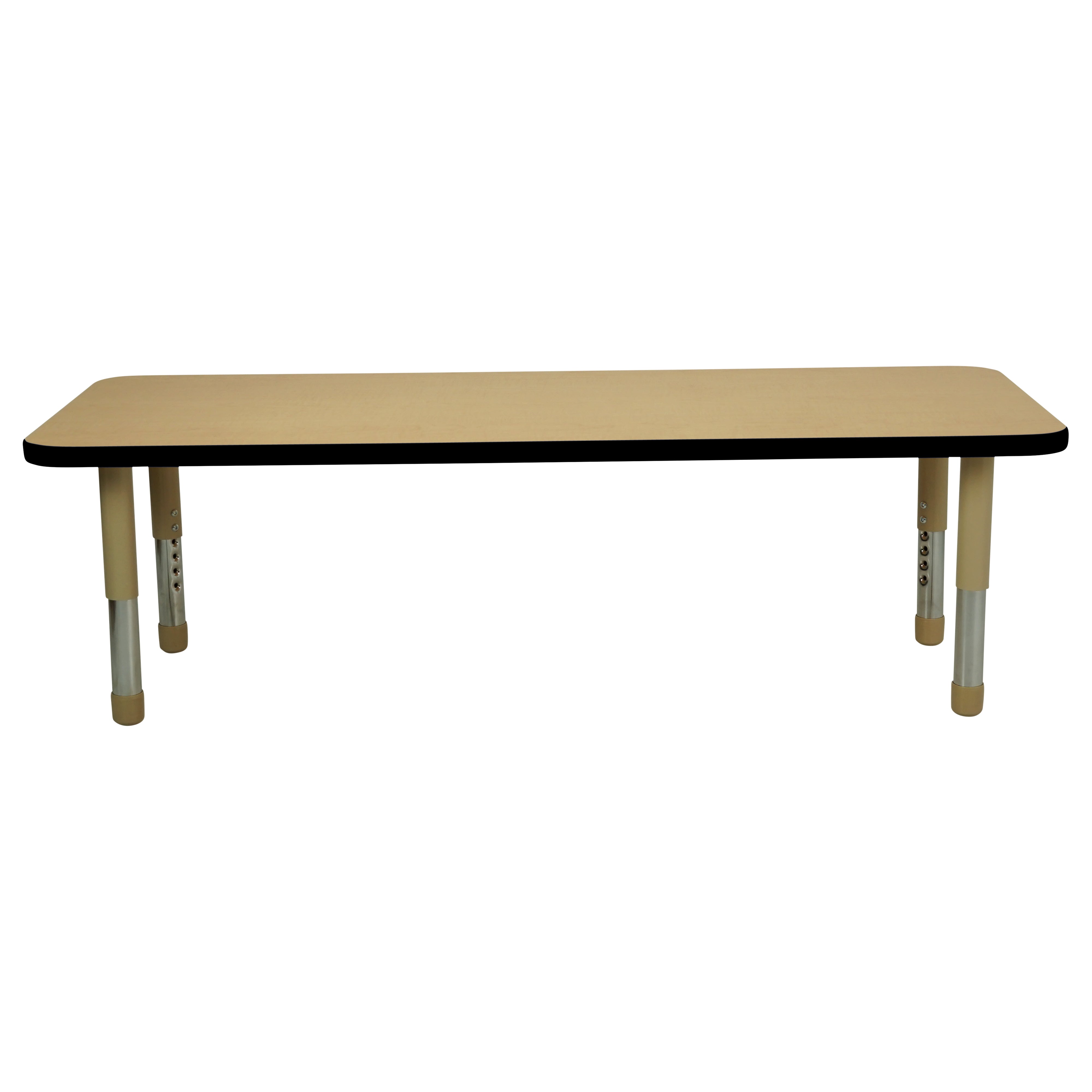 24" x 60" Rectangle T-Molding Activity Table with Adjustable Tiny Tot Legs - Maple/Black/Sand