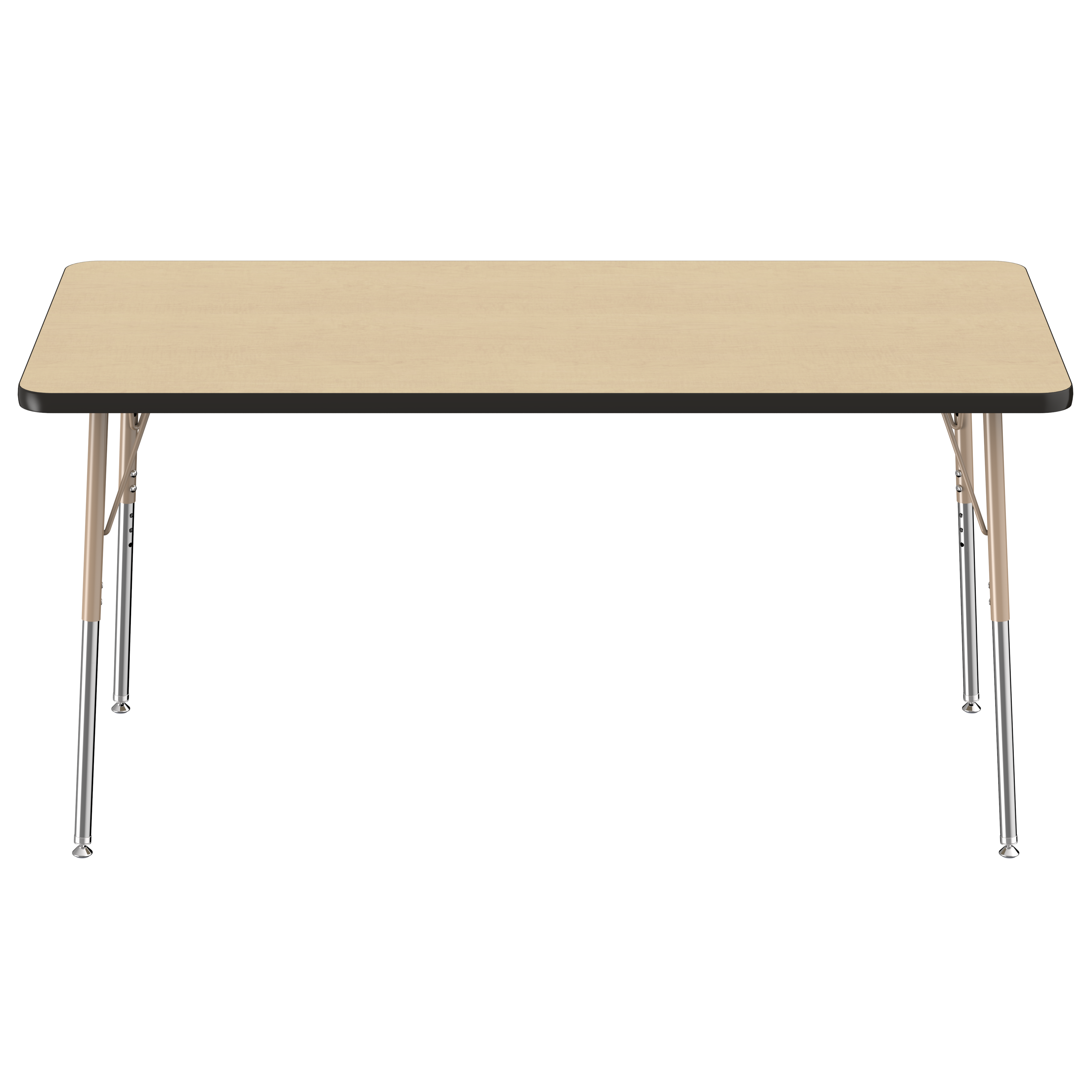 30" x 60" Rectangle T-Molding Activity Table with Adjustable Standard Swivel Glide Legs - Maple/Black/Sand