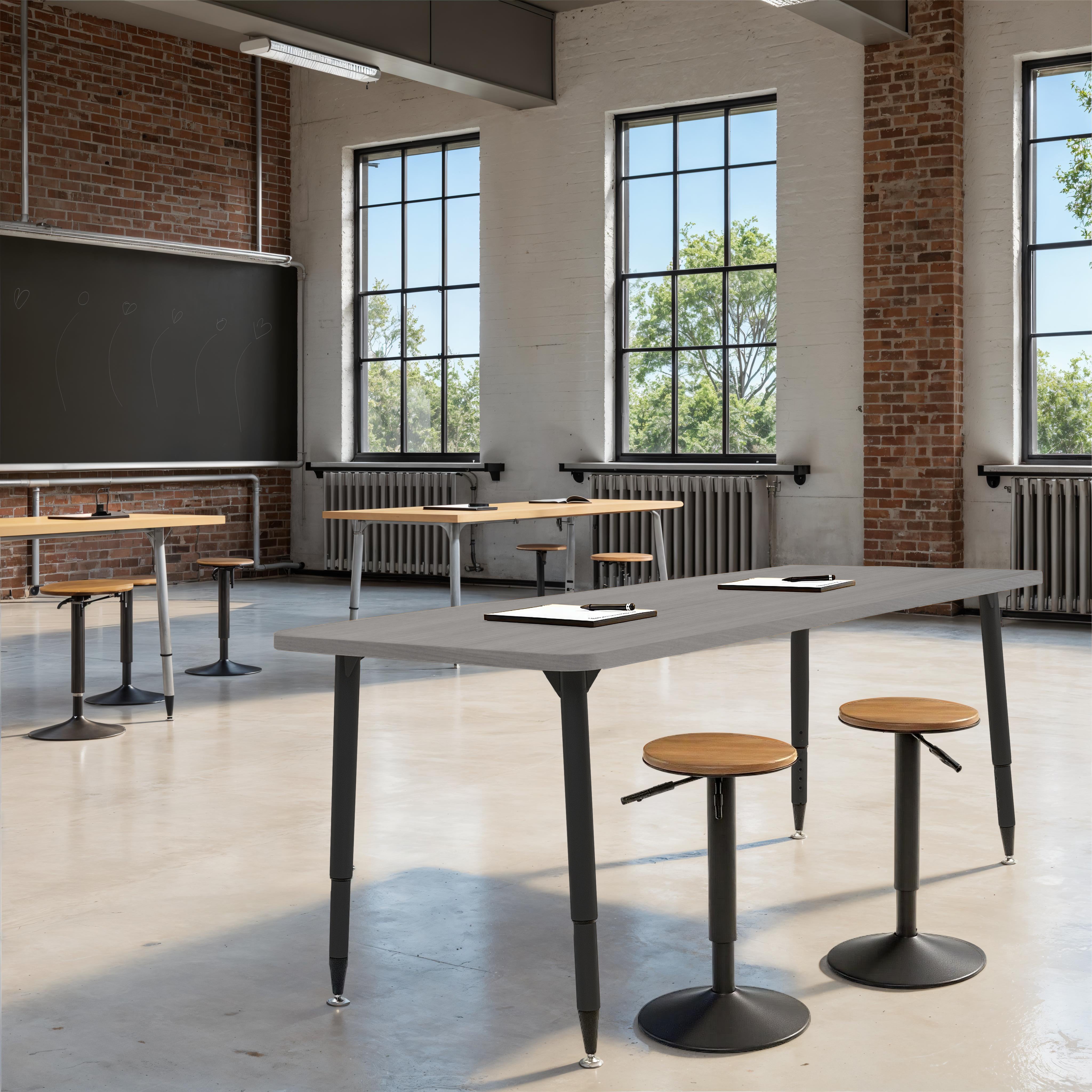Adapte 30" x 72" Rectangle Woodgrain Activity Table with Adjustable Tapered Legs - Light Gray Wood/Black