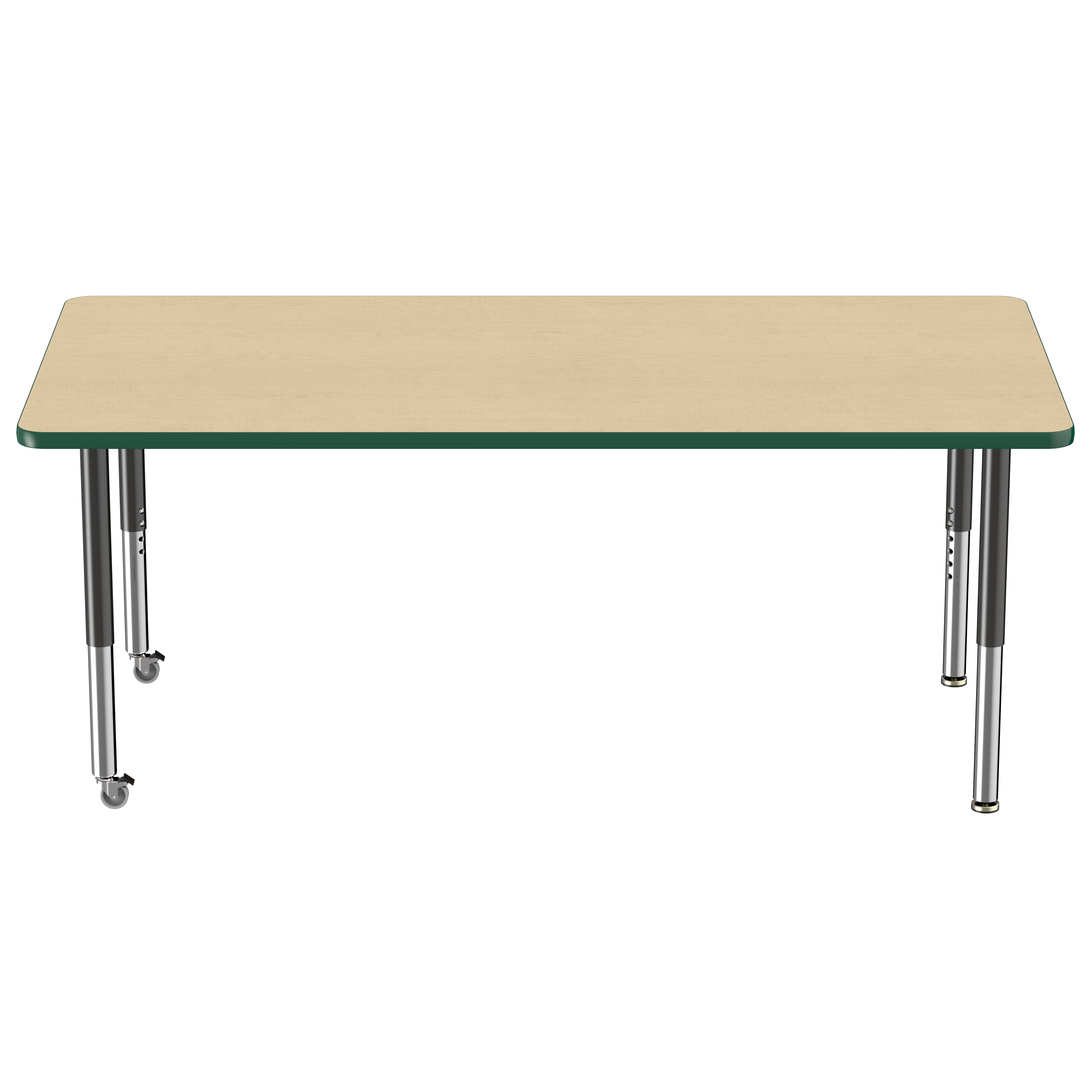 36" x 72" Rectangle T-Molding Activity Table with Adjustable Super Legs - Maple/Green/Black