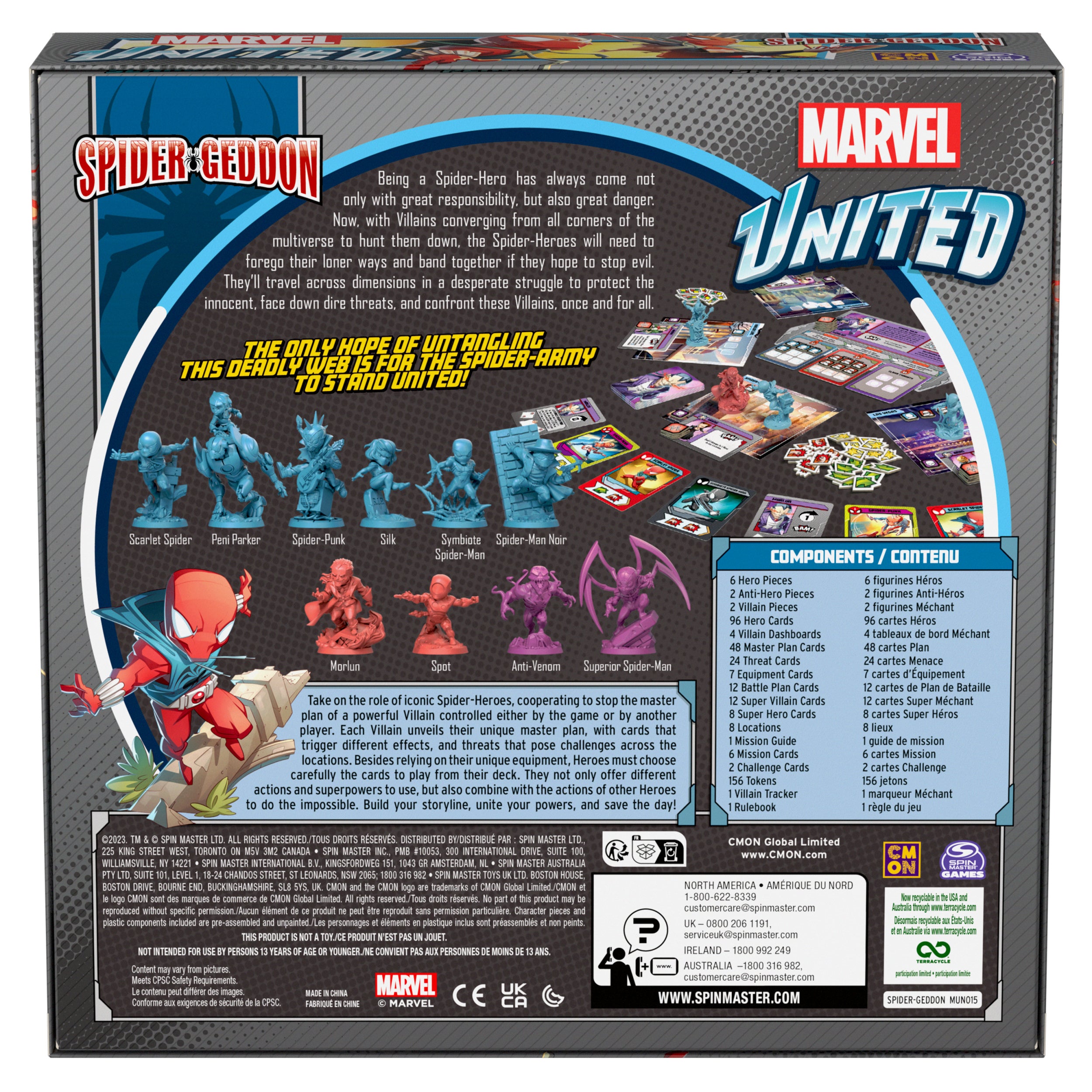 Spin Master Games, Marvel United: Spider-Geddon, Strategy Board Game, Collectible Spider Man Figurines, for Fans of Marvel Rivals & Action Movie Toys, 1-4 Players, for Ages 14 & Up
