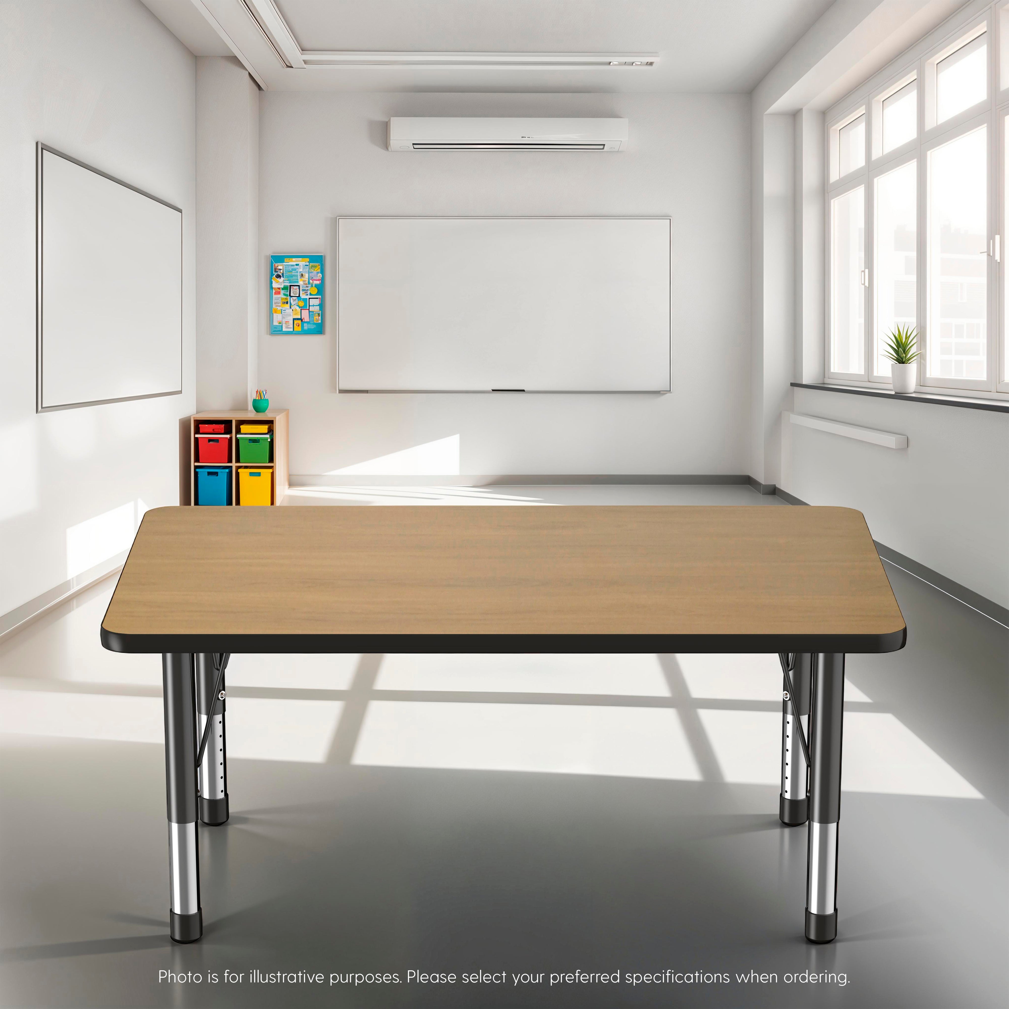 30" x 48" Rectangle T-Molding Activity Table with Adjustable Chunky Legs - Pasadena Oak/Black