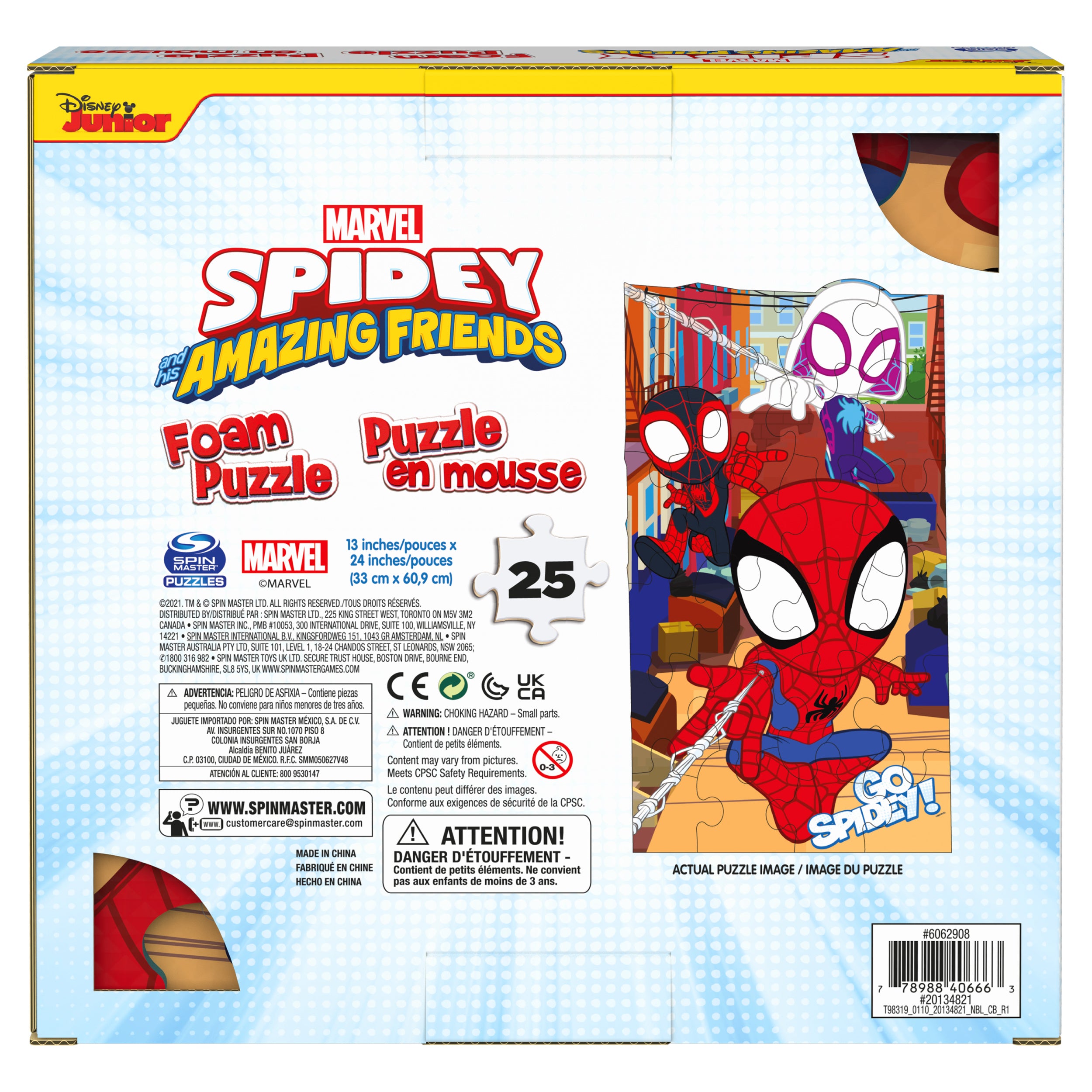 Spin Master Games, Marvel Spidey and His Amazing Friends Puzzles, Squishy Foam Puzzle, 25 Pieces, Spiderman Toys, for Ages 4 & Up