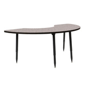 Adapte 36" x 72" Half Moon Thermofused Activity Table with Adjustable Tapered Legs - Gray/Black