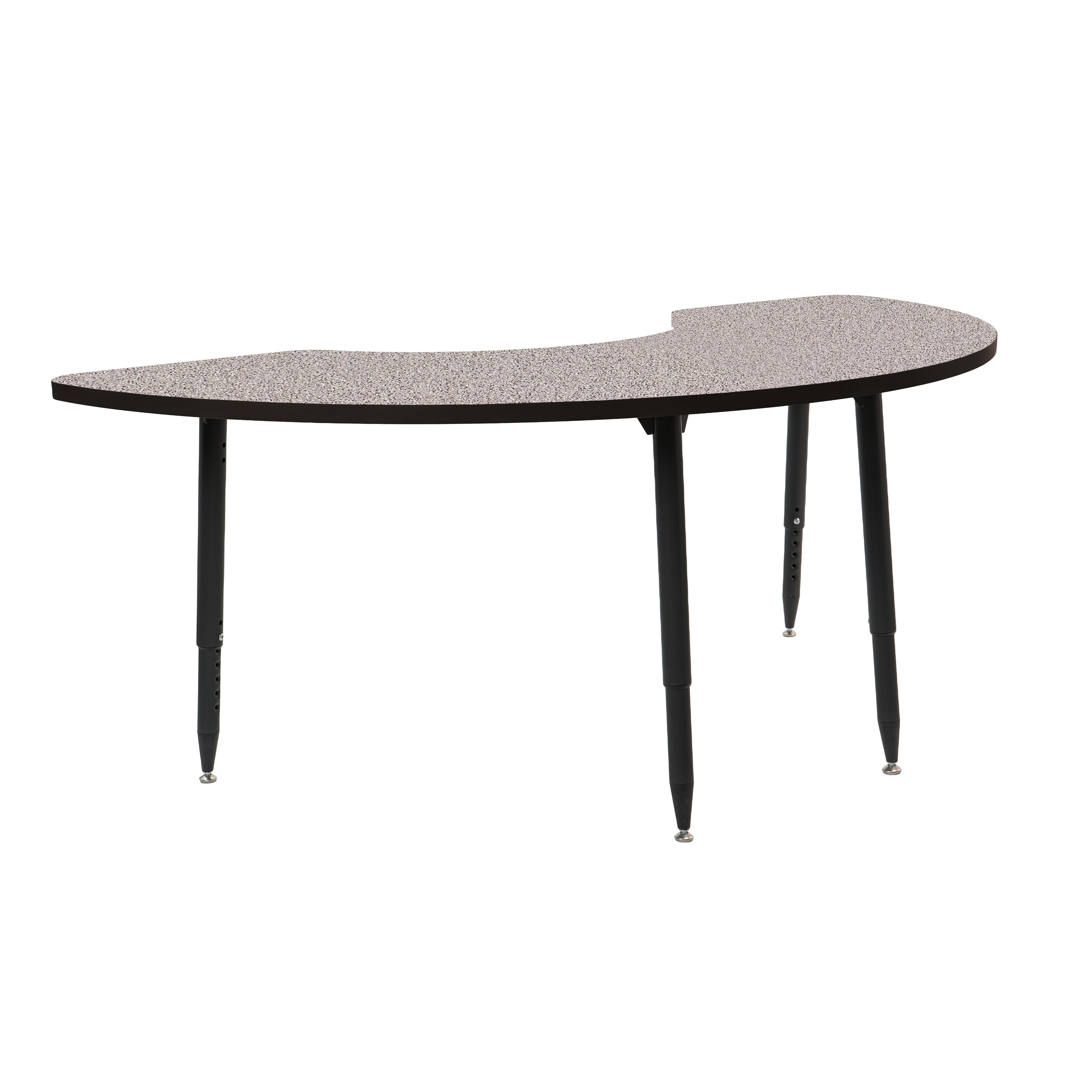 Adapte 36" x 72" Half Moon Thermofused Activity Table with Adjustable Tapered Legs - Gray/Black