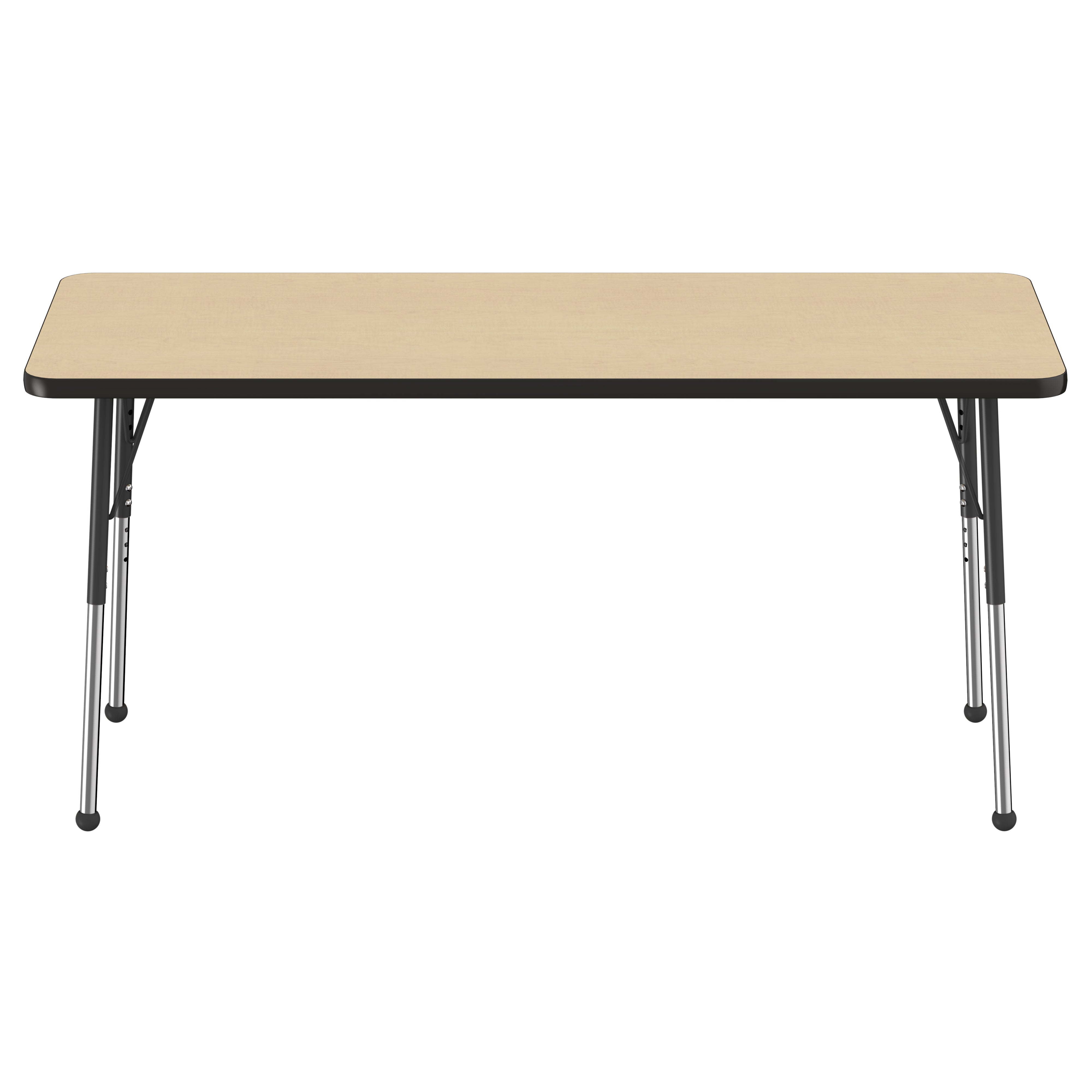 24" x 60" Rectangle Thermofused Activity Table with Adjustable Standard Ball Glide Legs - Maple/Black
