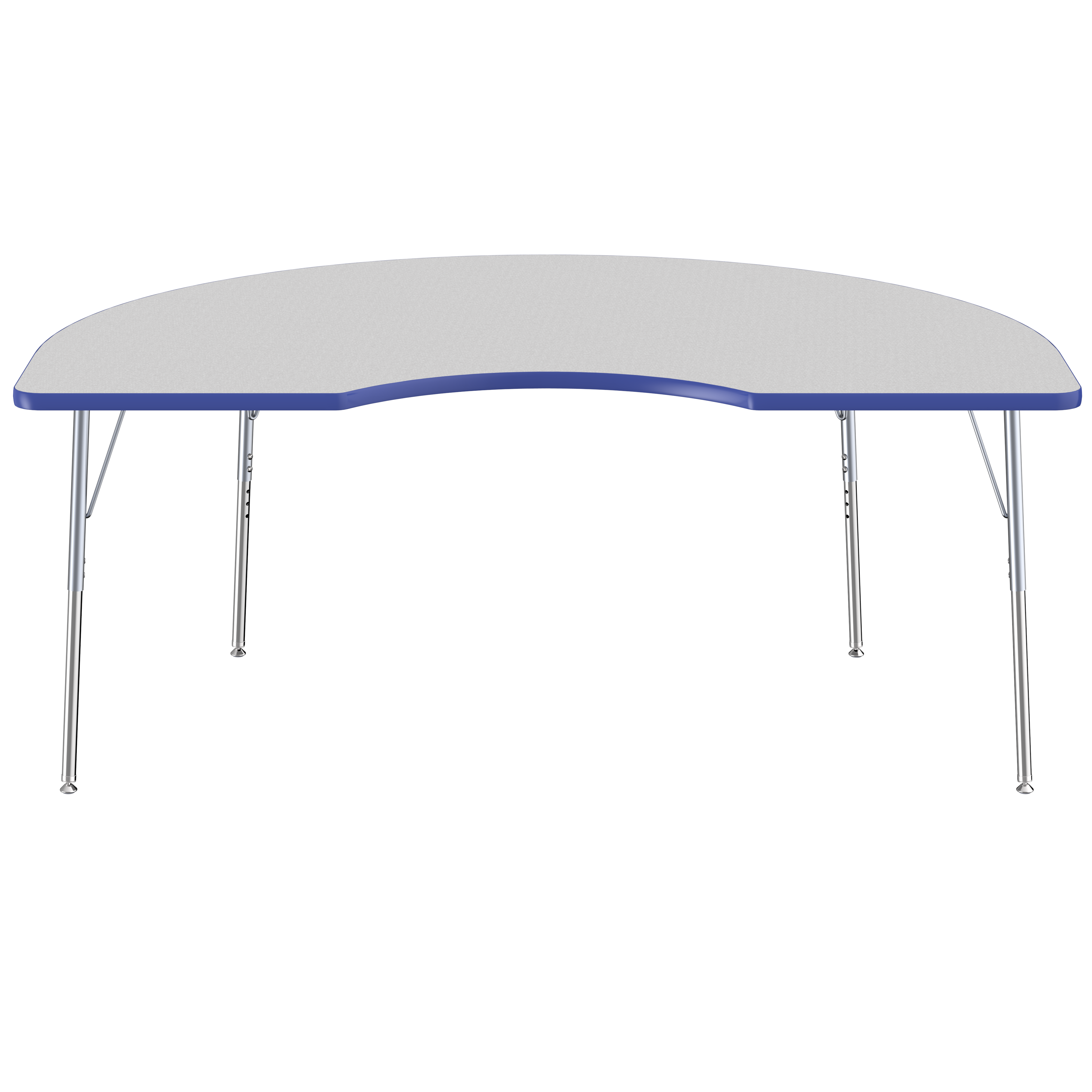 48" x 72" Kidney T-Molding Activity Table with Adjustable Standard Swivel Glide Legs - Gray/Blue/Silver