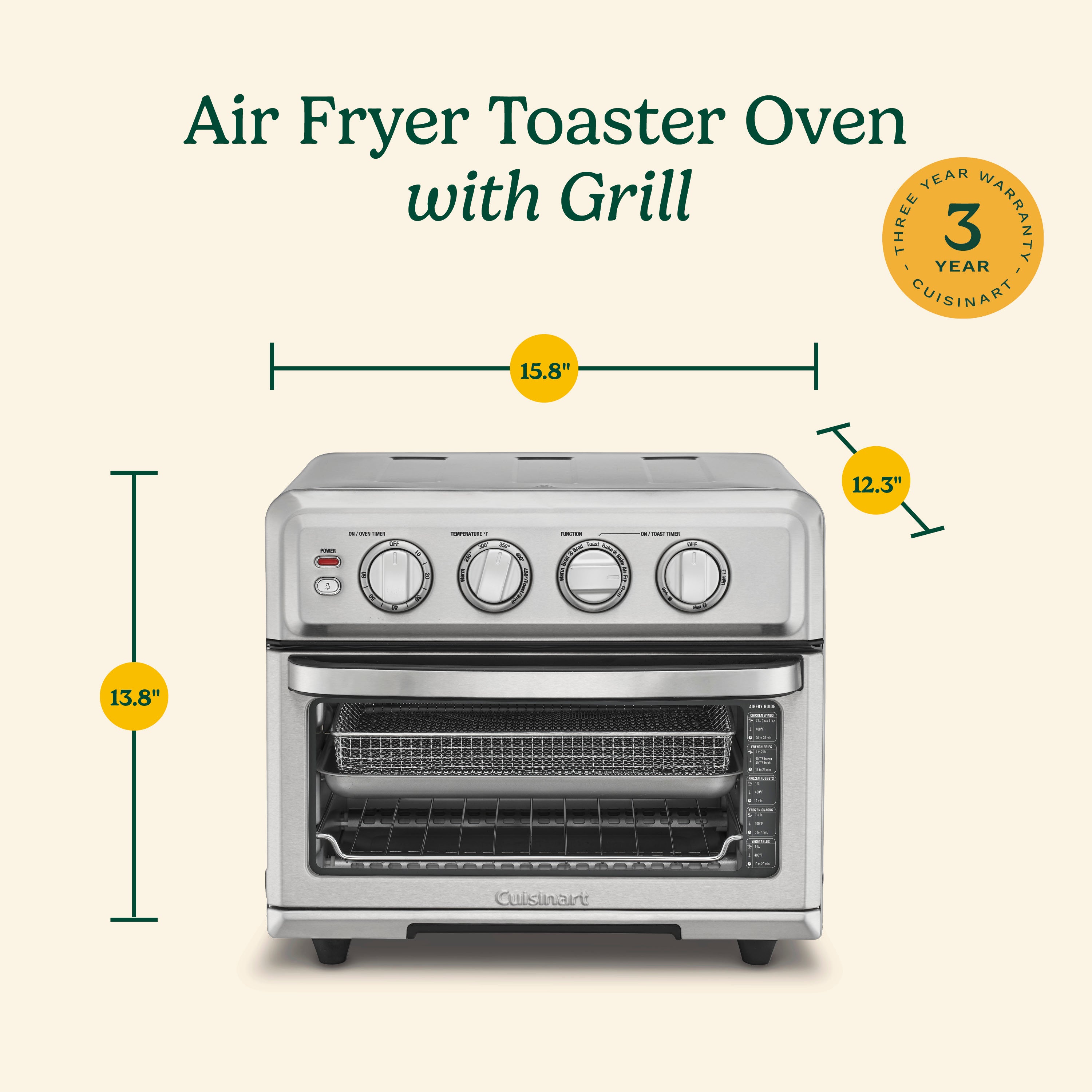 Air Fryer Toaster Oven with Grill - Stainless Steel