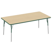 36" x 72" Rectangle T-Molding Activity Table with Adjustable Standard Swivel Glide Legs - Maple/Green