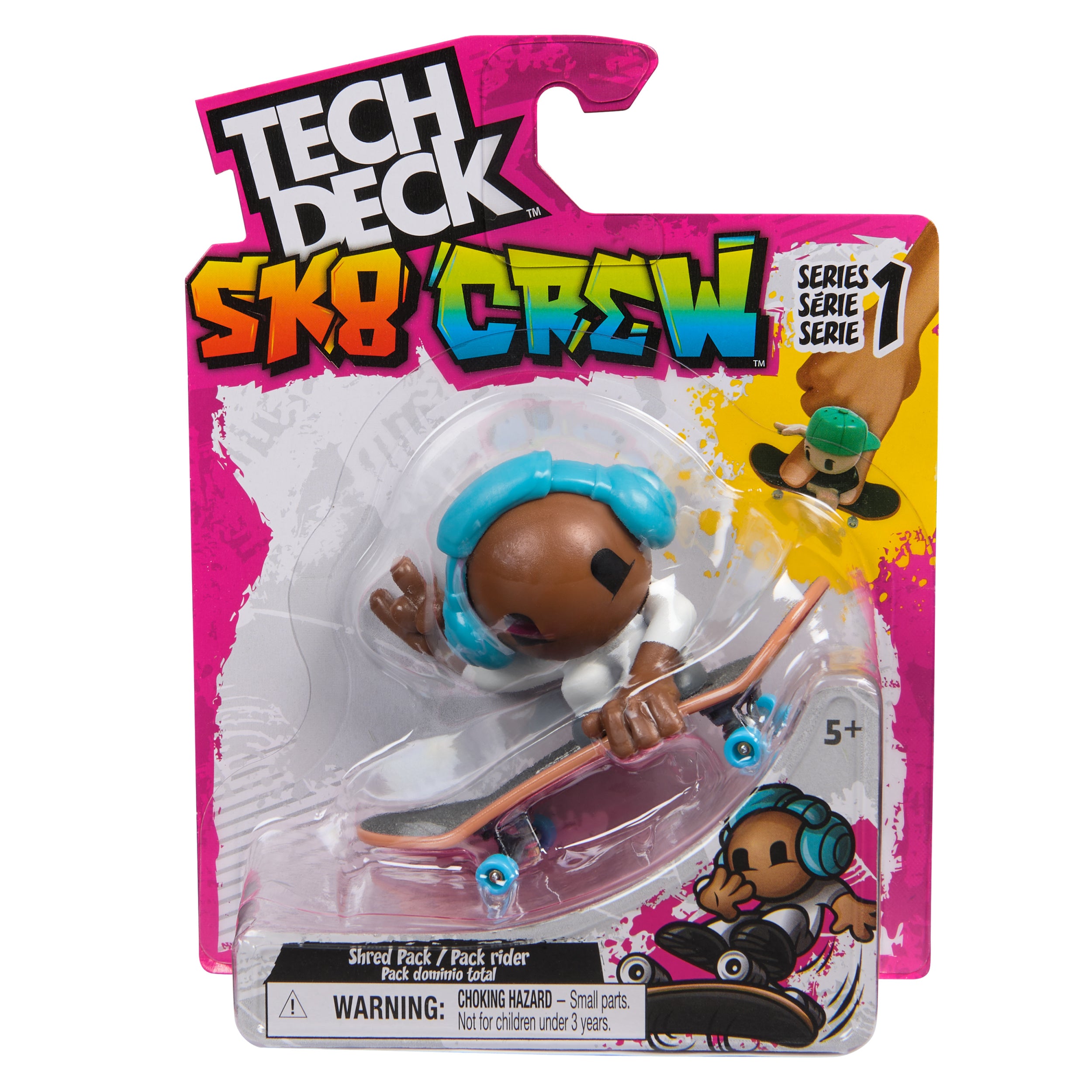 Tech Deck Sk8 Crew, Exclusive Fingerboard with Assistive Figure, Collectible and Customizable Mini Skateboards, Kids Toys for Ages 5 and up Styles May Vary
