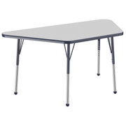 30" x 60" Trapezoid T-Molding Activity Table with Adjustable Standard Ball Glide Legs - Gray/Navy