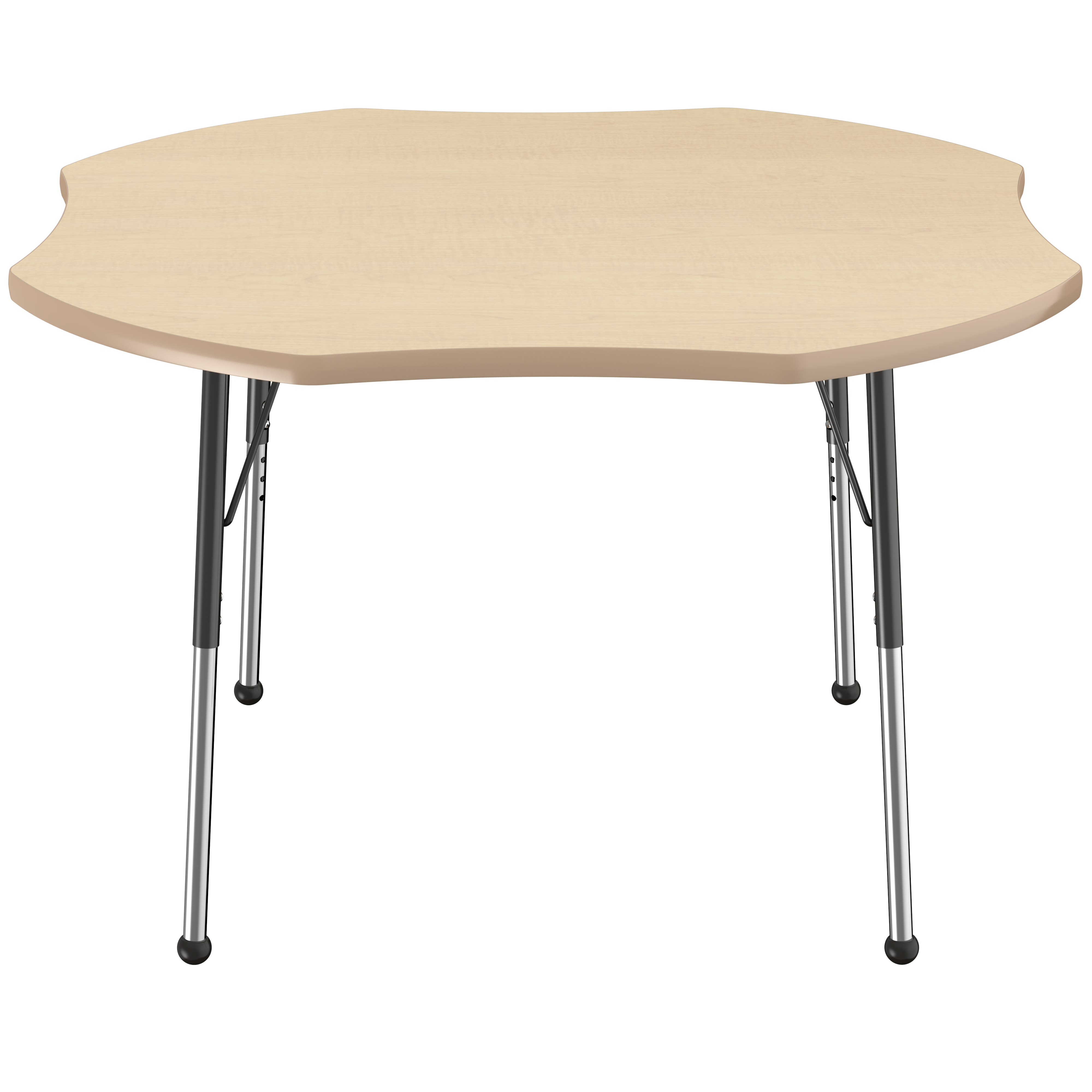 48" x 48" Clover T-Molding Activity Table with Adjustable Standard Ball Glide Legs - Maple/Maple/Black