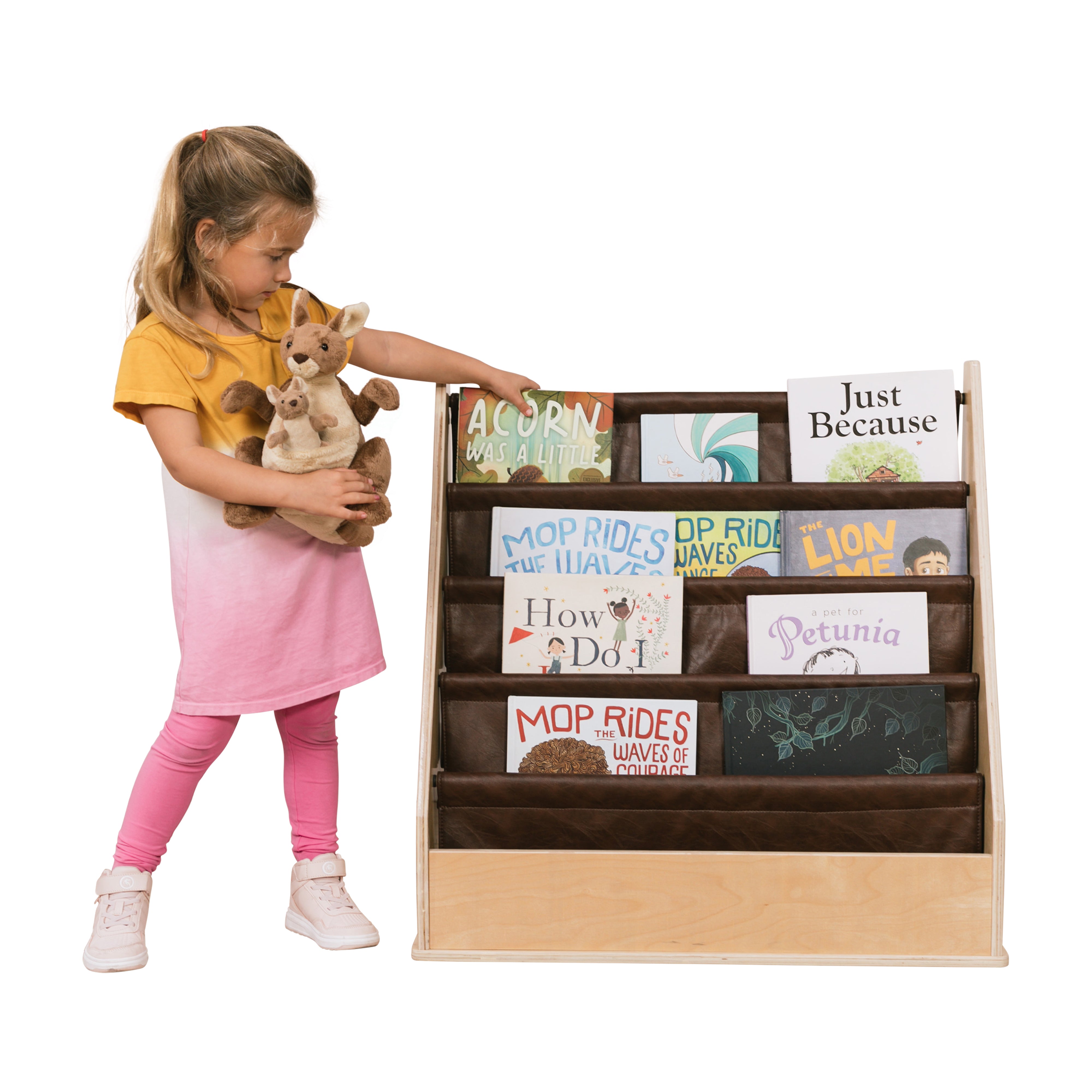 Rustic Birch Sling Book Display - Walnut