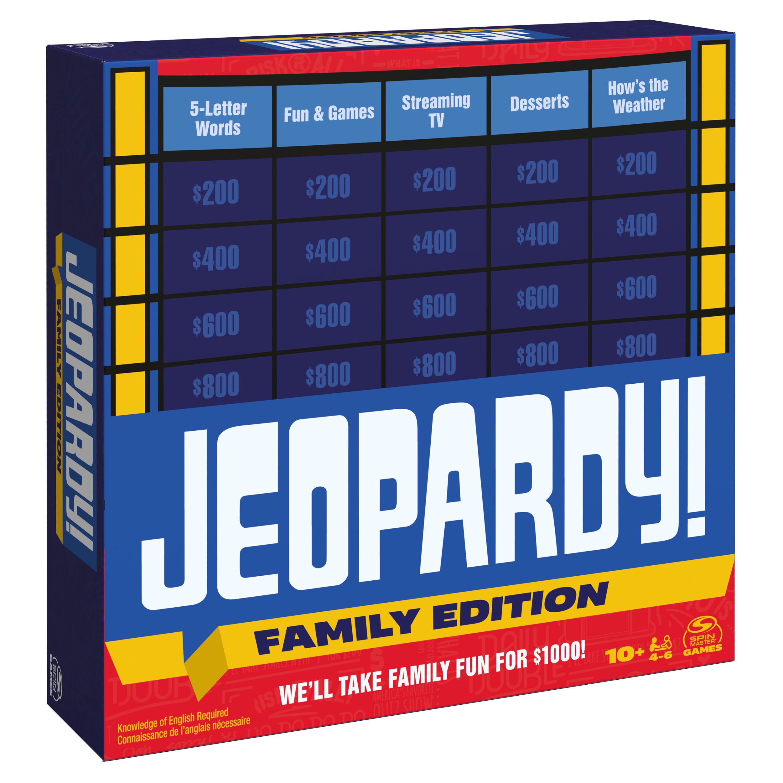 Jeopardy! Family Edition Board Game Trivia Games Board Games for Family Night Fun Games for Game Night, for Adults and Kids Ages 10 and up