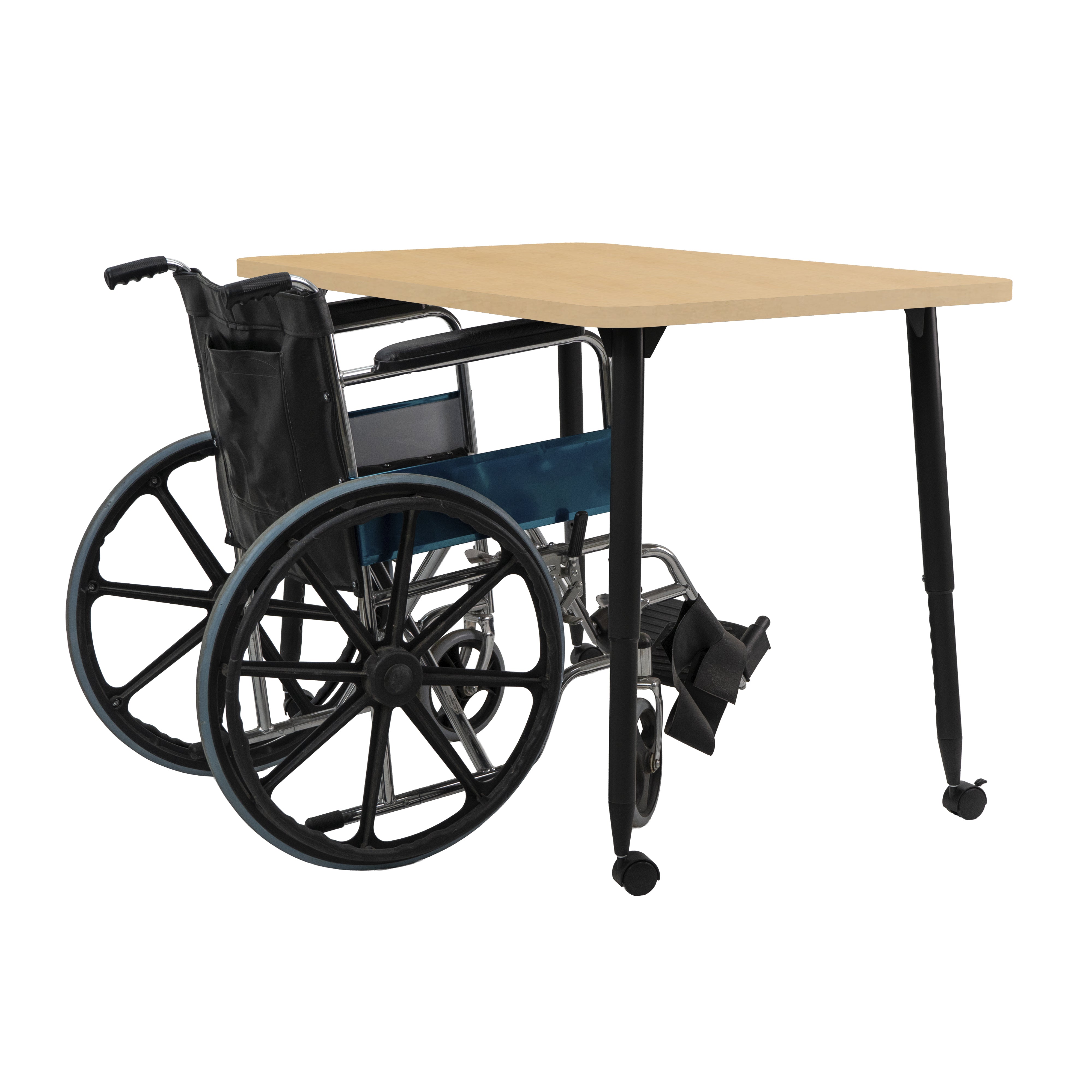 Adapte 30" x 48" Rectangle Woodgrain Activity Table with Adjustable Tapered Legs - Maple Grain/Black