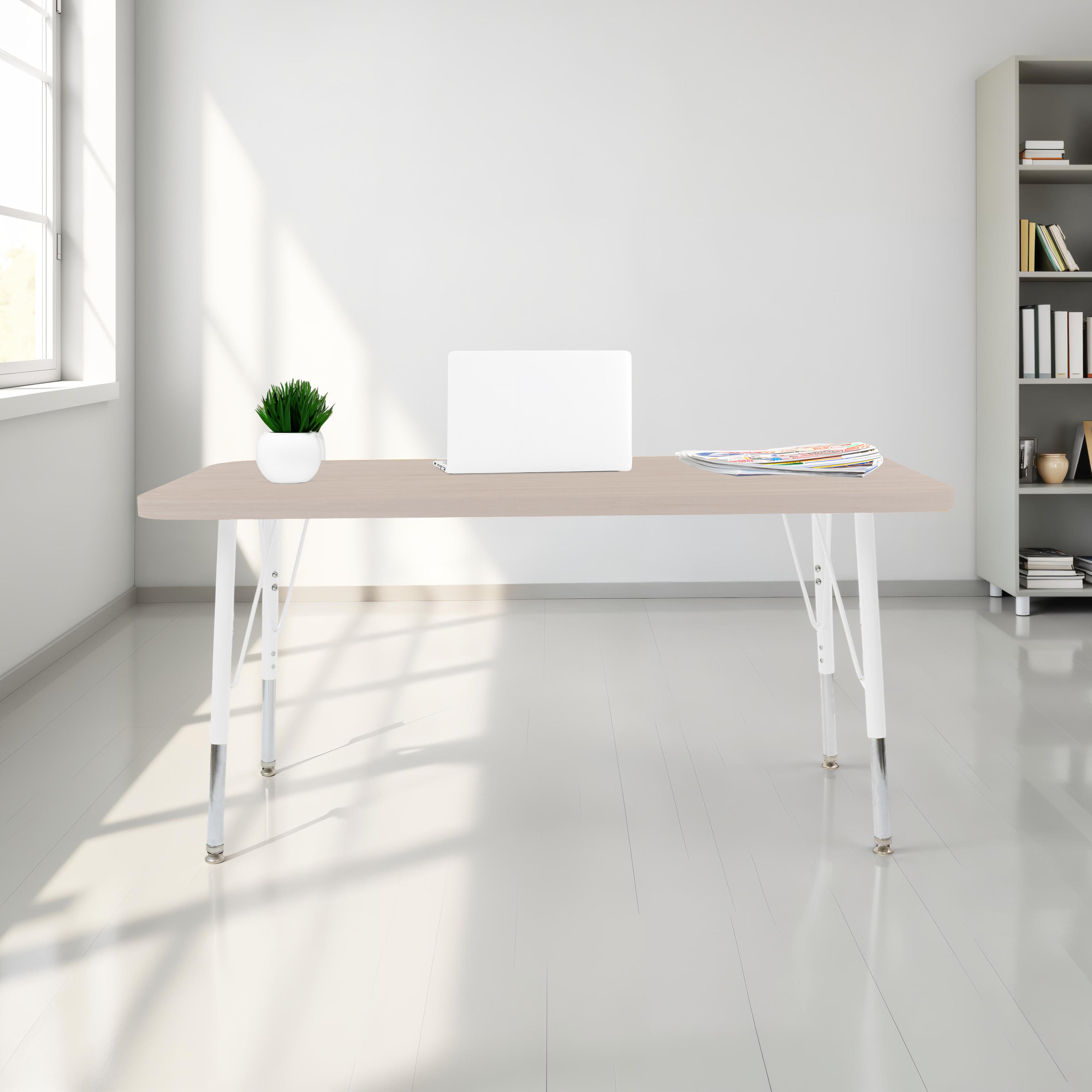 24" x 48" Rectangle Thermofused Woodgrain Activity Table with Standard Legs - Asian Sand/White