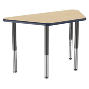 24" x 48" Trapezoid T-Molding Activity Table with Adjustable Super Legs - Maple/Navy/Black