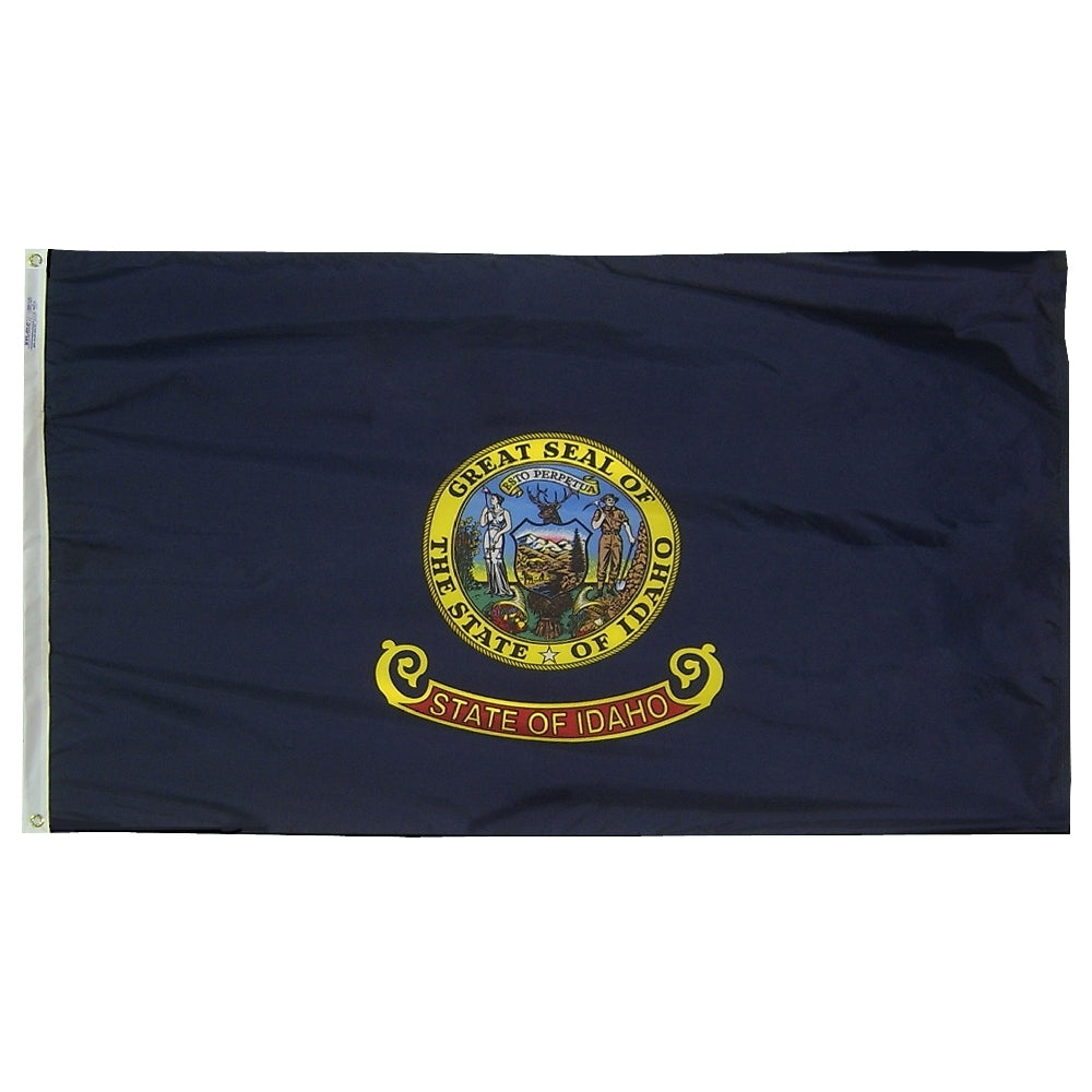 Idaho State Flag 2x3 ft. Nylon SolarGuard Nyl-Glo 100% Made in USA to Official State Design Specifications.