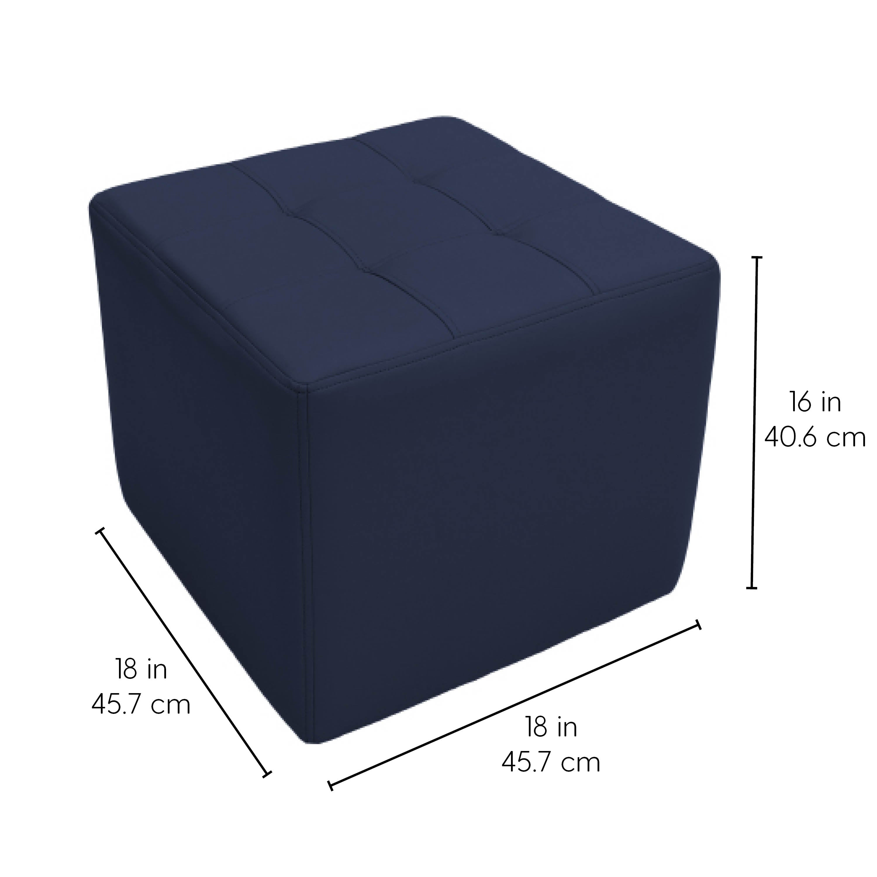 Tufted Square Ottoman 16" Height - Navy