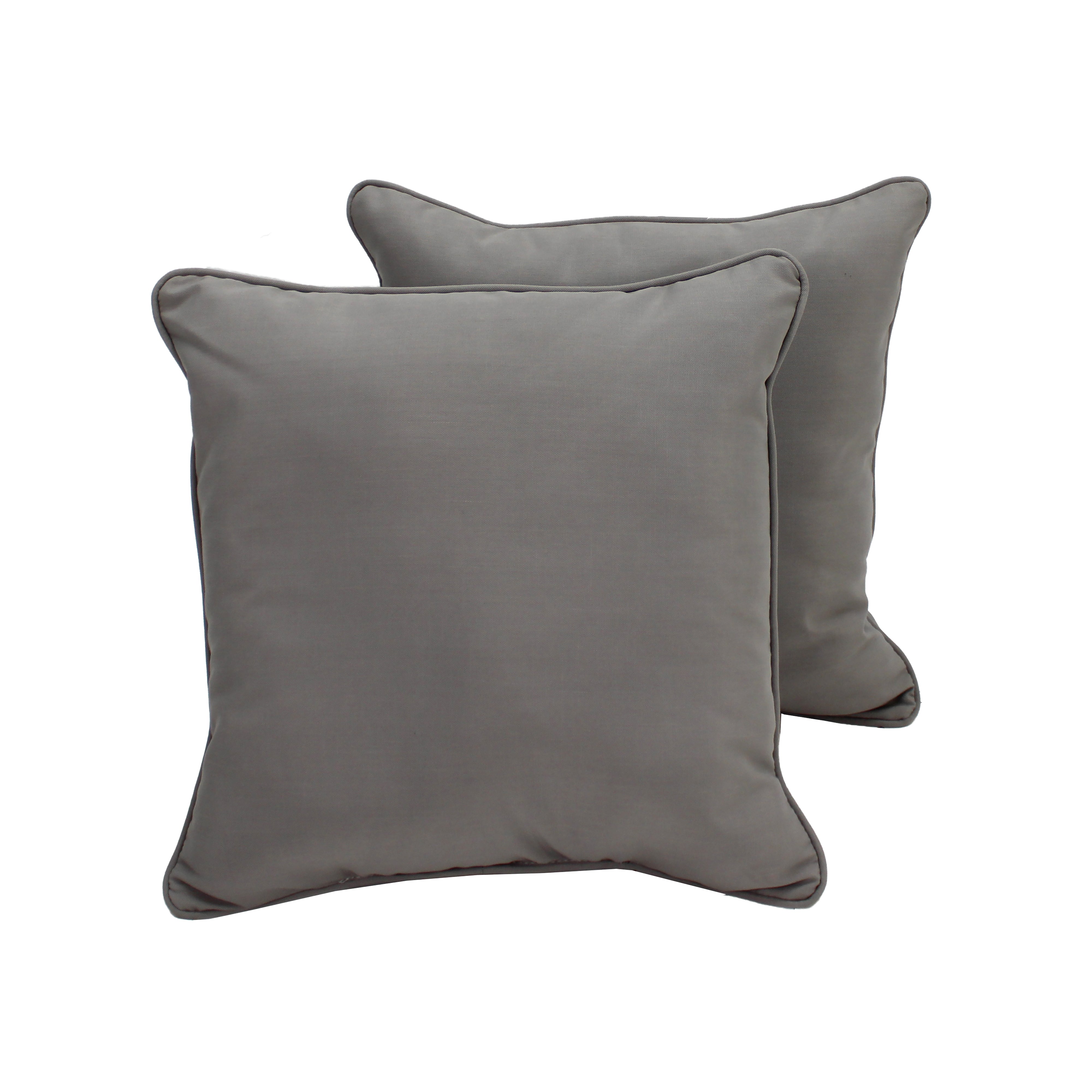 Presidio 15" x 15" Square Indoor/Outdoor Pillow with Piping, 2-Piece - Gray
