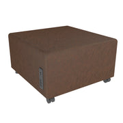 Pro Series Rustic Upholstered Square Mobile Ottoman with Tech Panel - Walnut