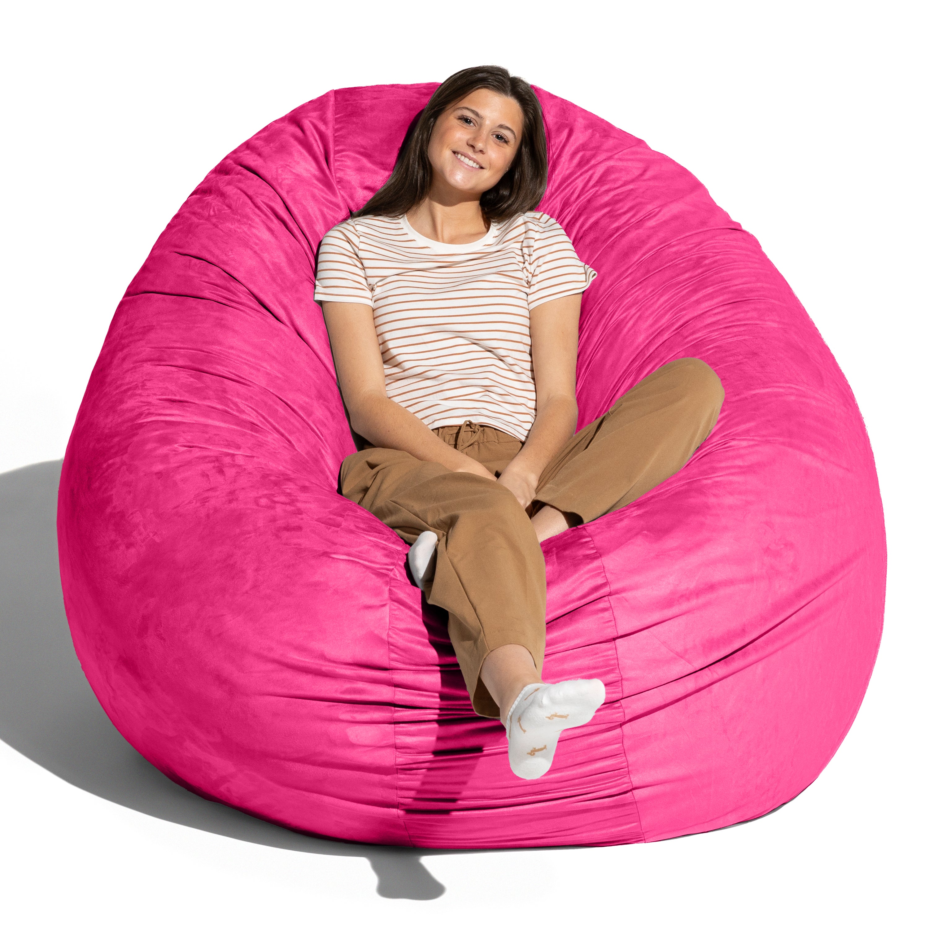 Jaxx 6 Foot Cocoon - 2-in-1 Convertible Bean Bag Bed & Large Bean Bag Chair for Adults, Fuchsia