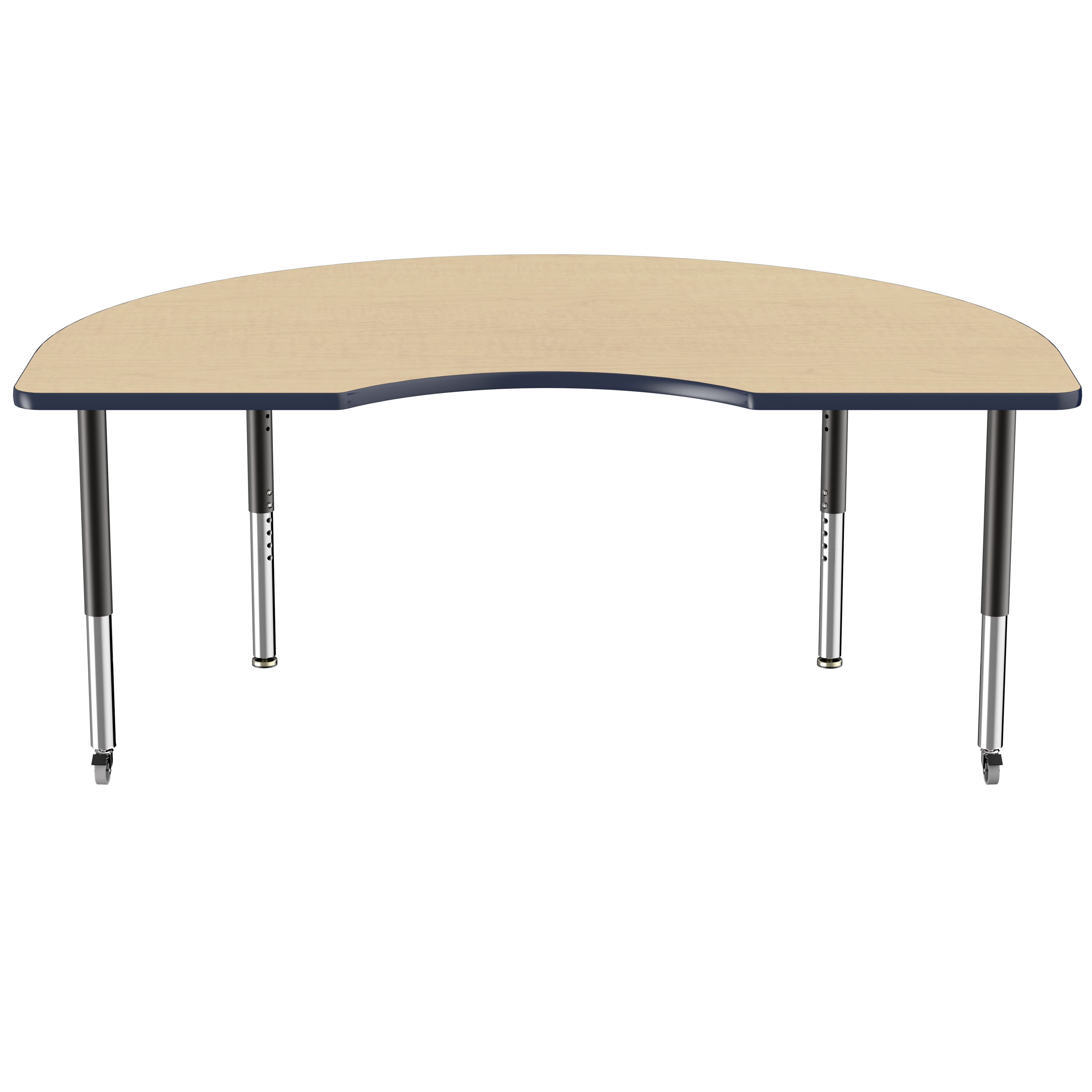 48" x 72" Kidney T-Molding Activity Table with Adjustable Super Legs - Maple/Navy/Black