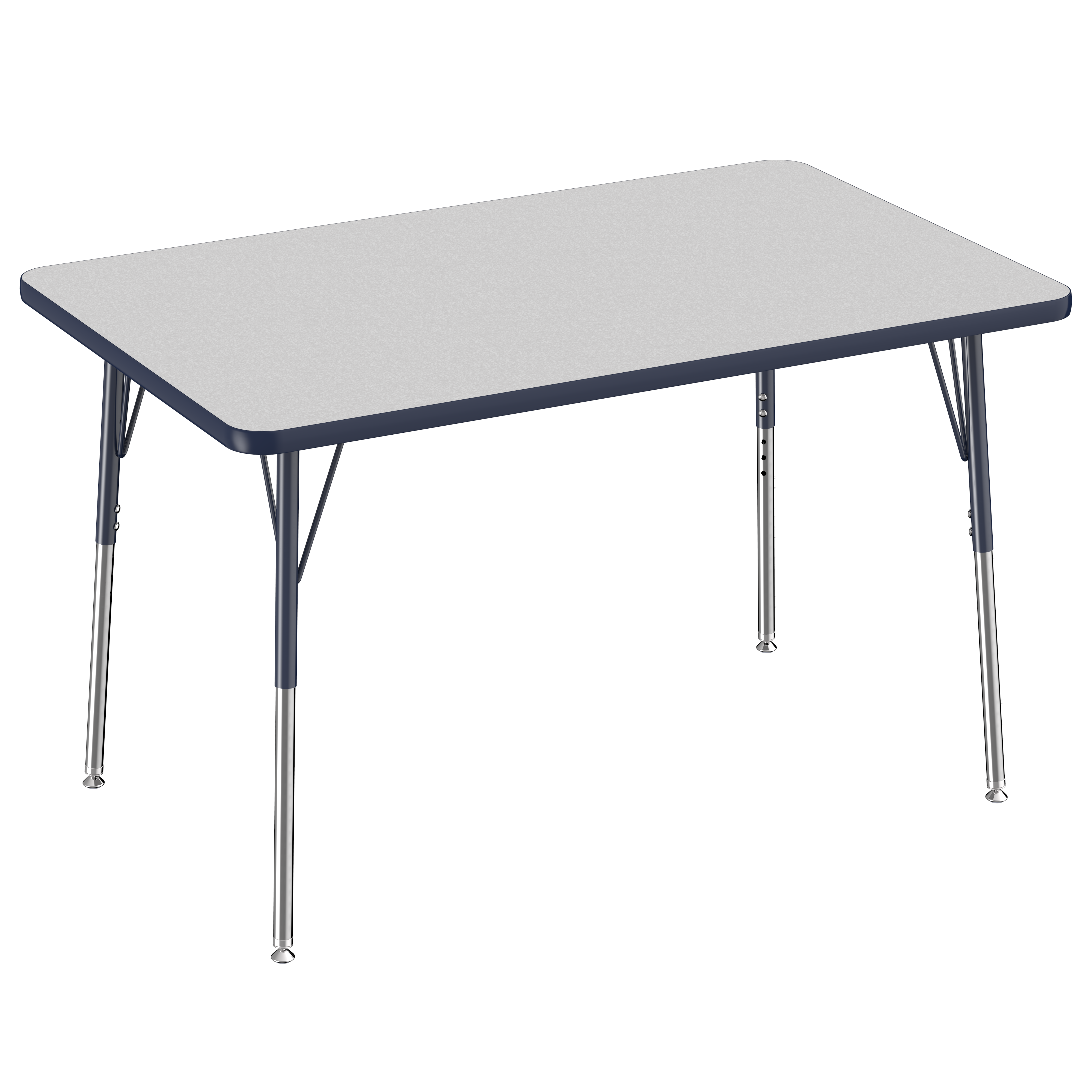 30" x 48" Rectangle T-Molding Activity Table with Adjustable Standard Swivel Glide Legs - Gray/Navy