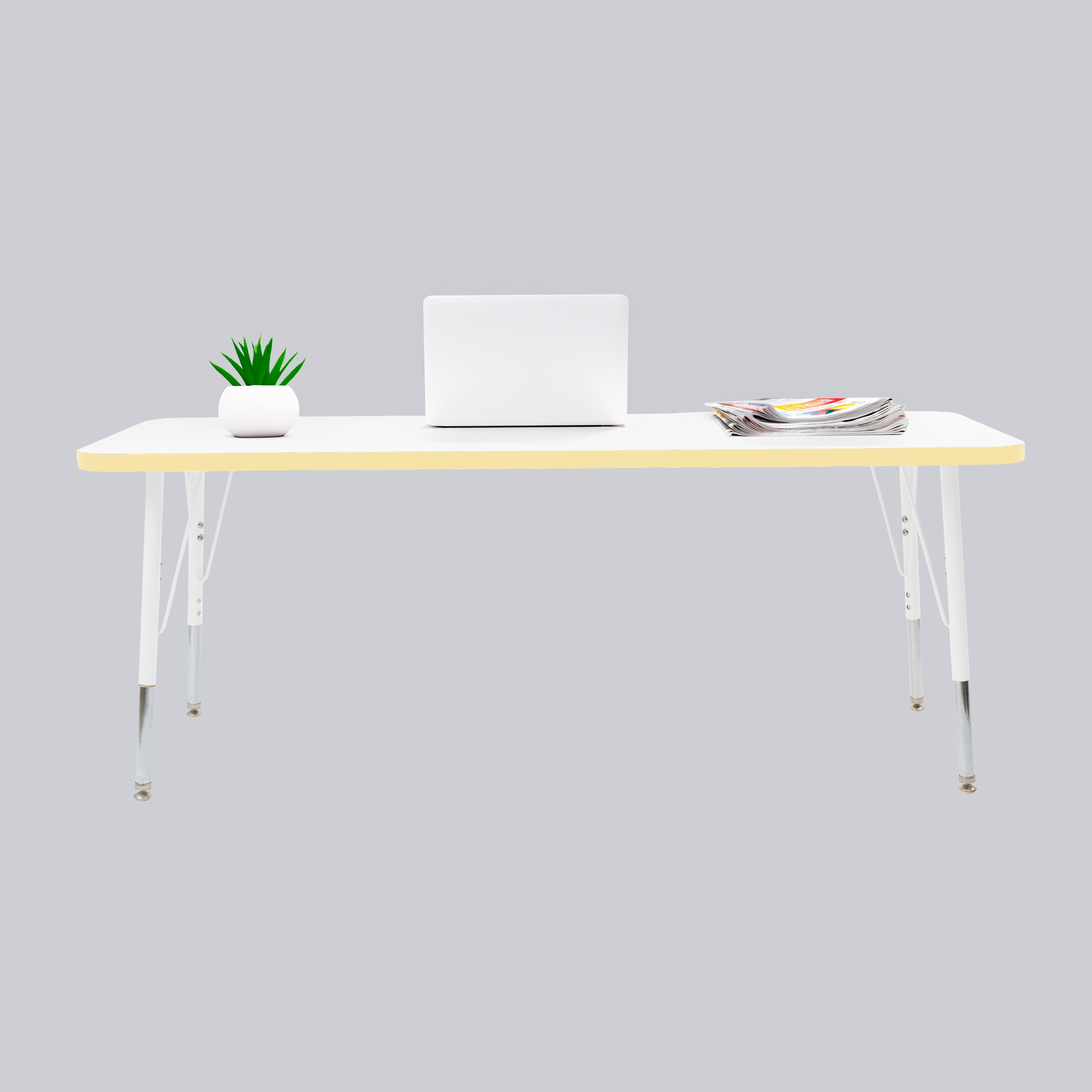 24" x 60" Rectangle Thermofused Activity Table with Adjustable Standard Swivel Glide Legs - White/Squash/White