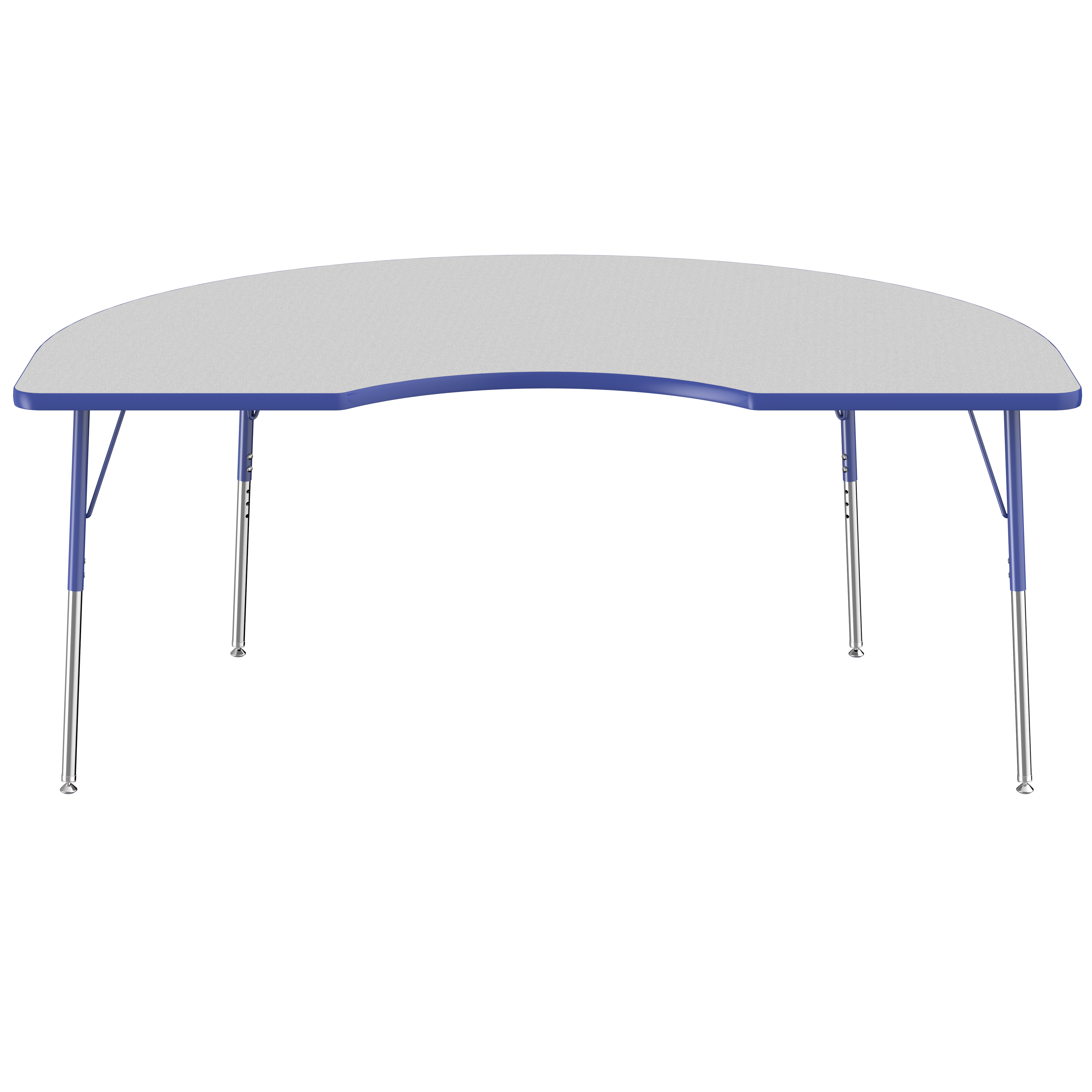 48" x 72" Kidney T-Molding Activity Table with Adjustable Standard Swivel Glide Legs - Gray/Blue