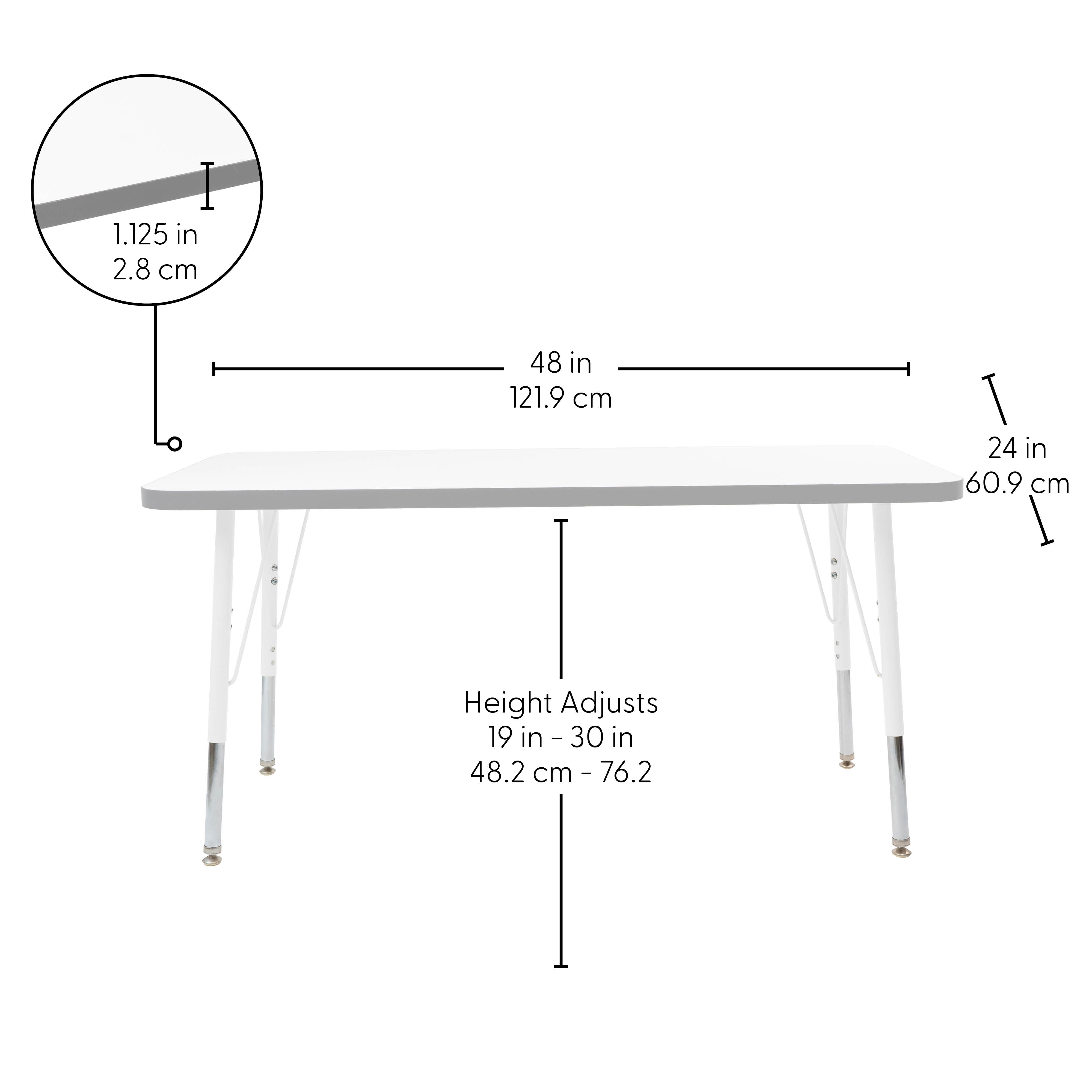 24" x 48" Rectangle Thermofused Activity Table with Adjustable Standard Swivel Glide Legs - White/North Sea/White